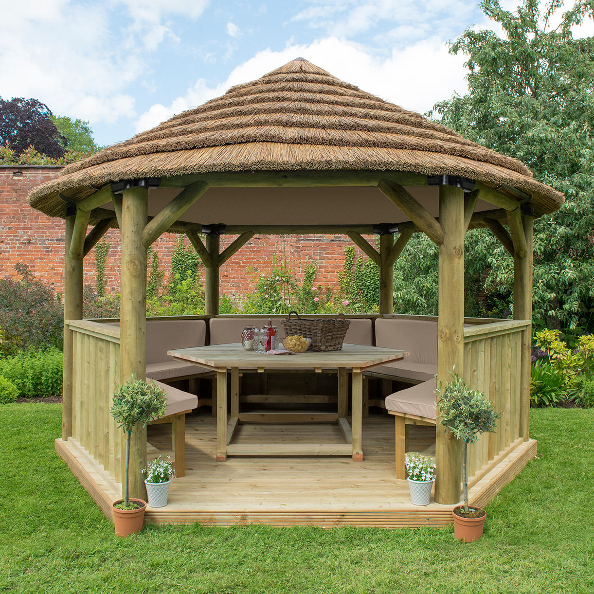Furnished Thatched Hexagonal 4m Gazebo - Image 8