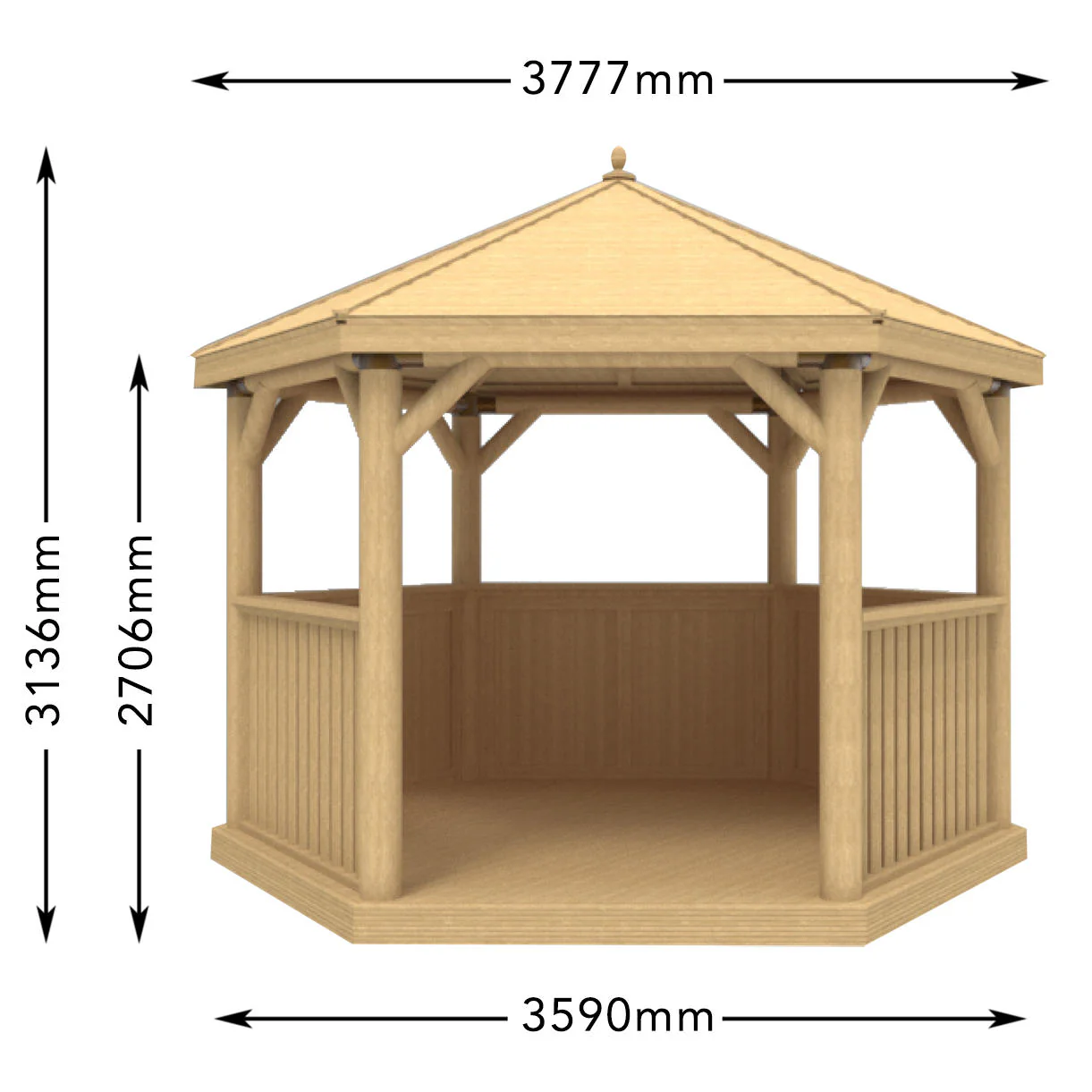 Furnished Timber Roofed Hexagonal 3.6m Gazebo - Image 5