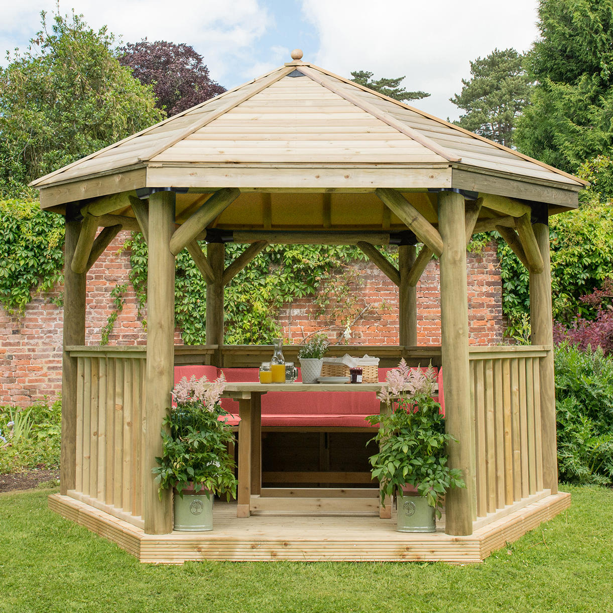 Furnished Timber Roofed Hexagonal 3.6m Gazebo - Image 9
