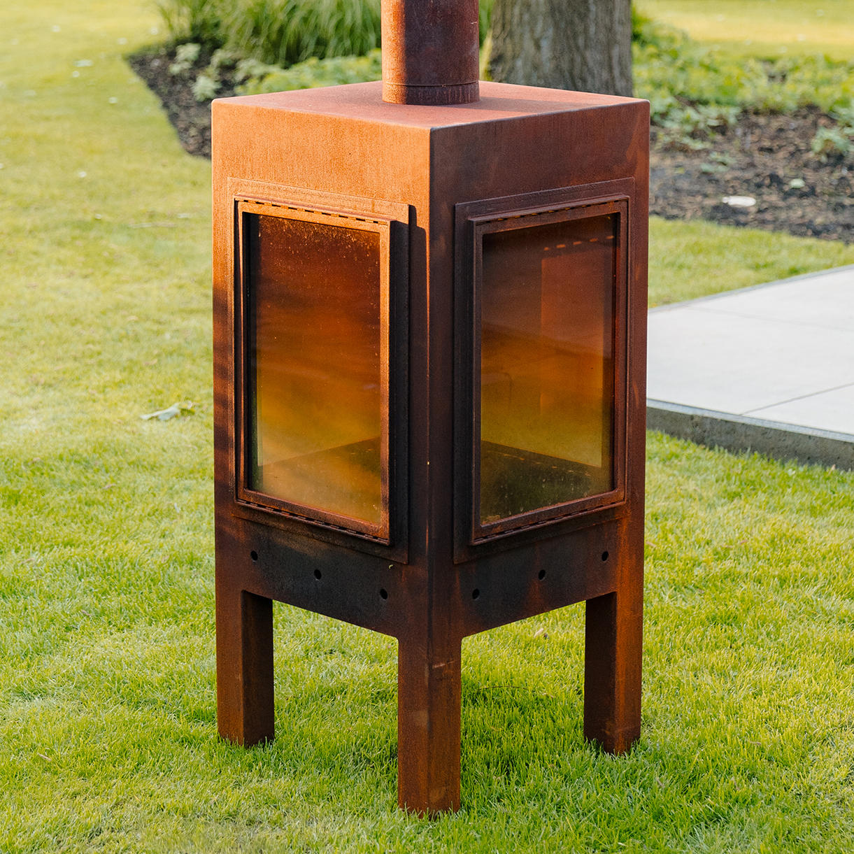 Glass and Corten Steel Wood Burning Stove - Image 2