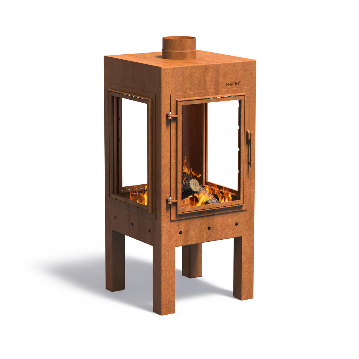 Glass and Corten Steel Wood Burning Stove - Image 6