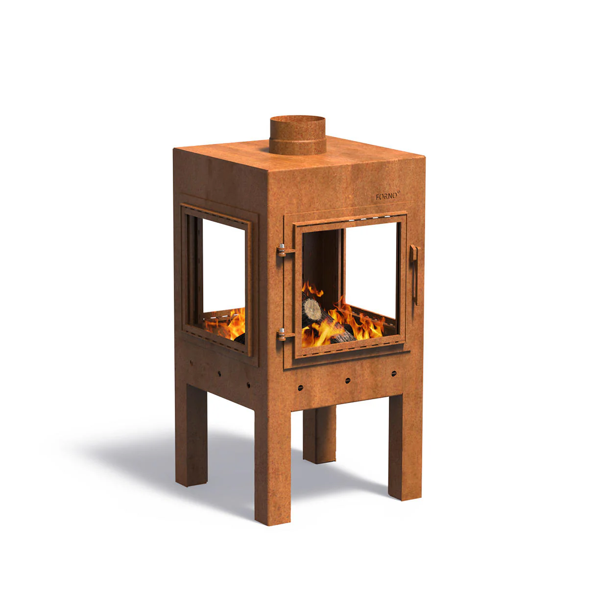 Glass and Corten Steel Wood Burning Stove - Image 7