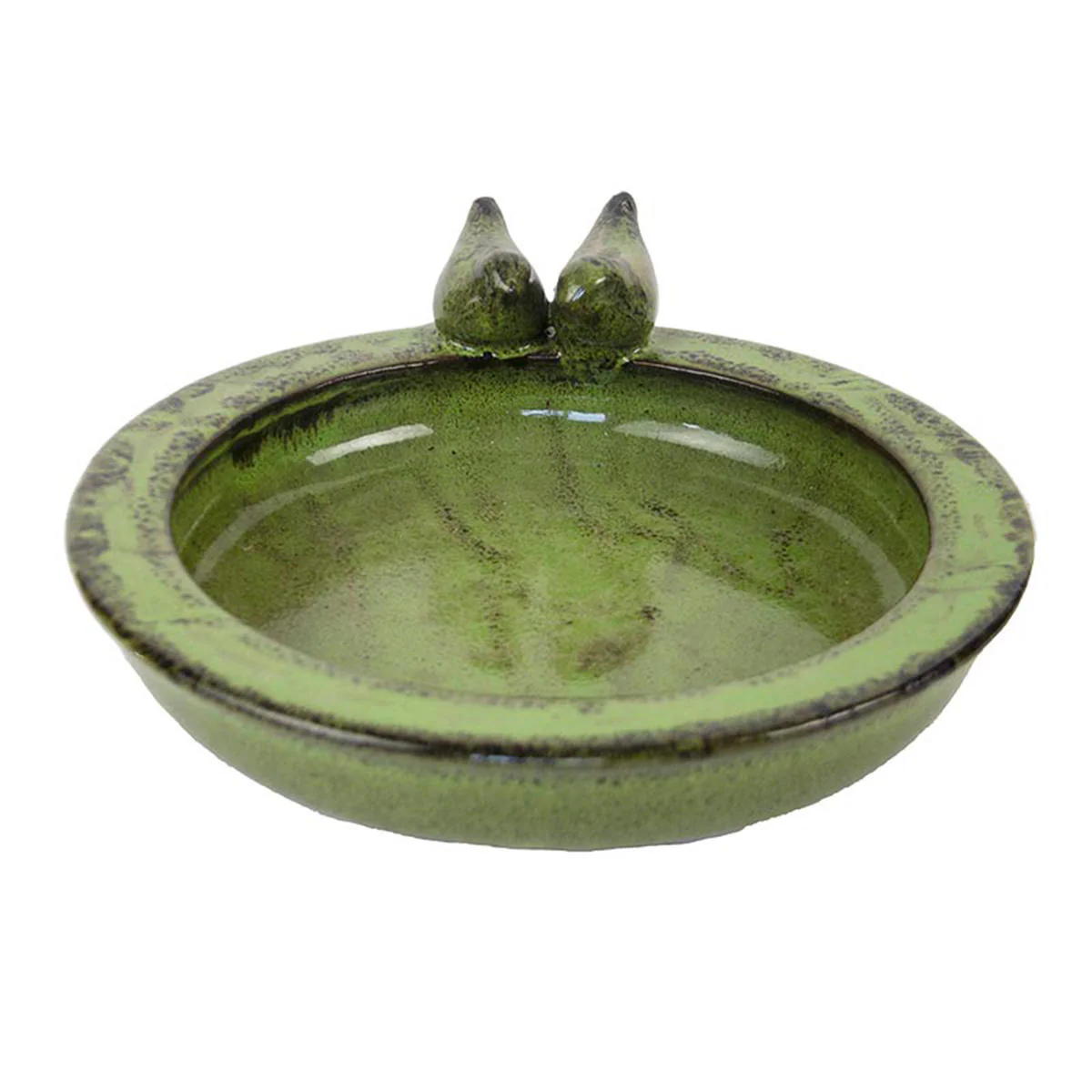 Glazed Bird Bath with Birds - Image 5