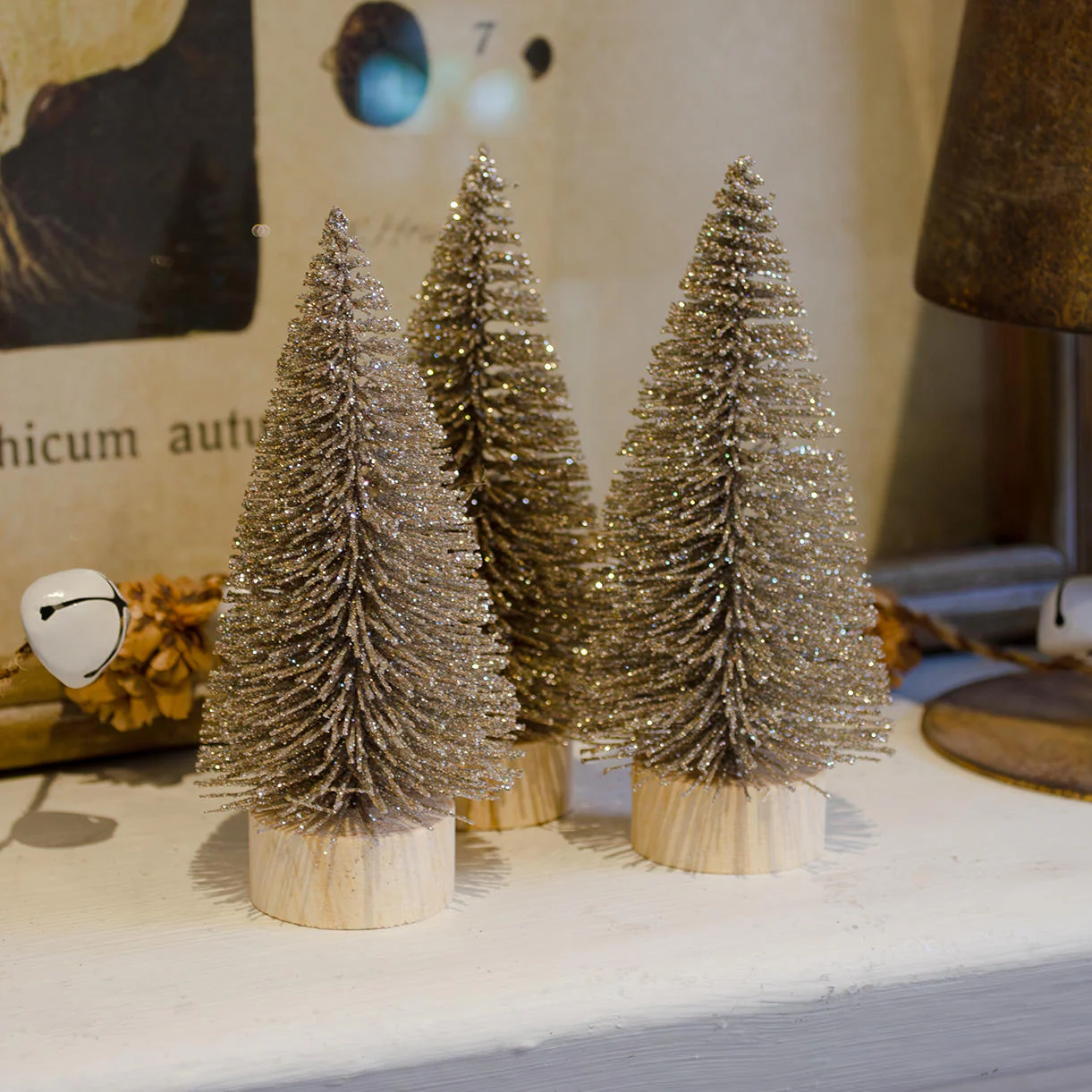 Gold Bottle Brush Christmas Tree Trio - Image 2