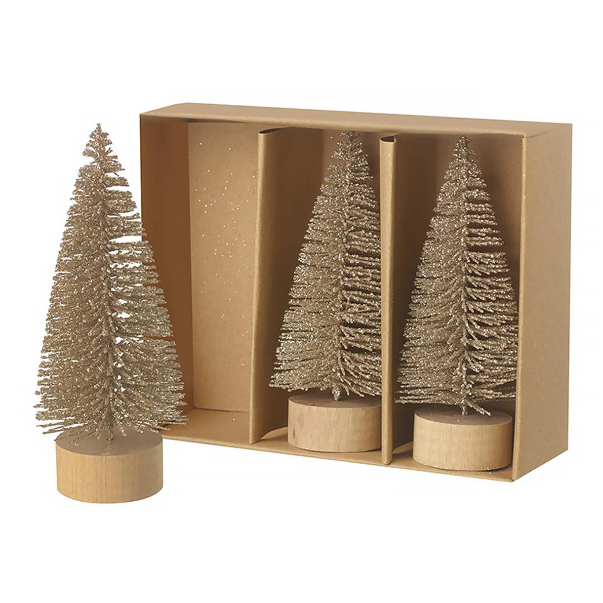 Gold Bottle Brush Christmas Tree Trio - Image 3