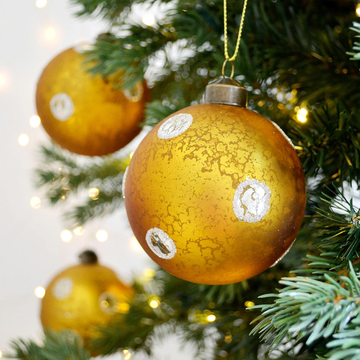 Gold Mirror Spot Glass Bauble