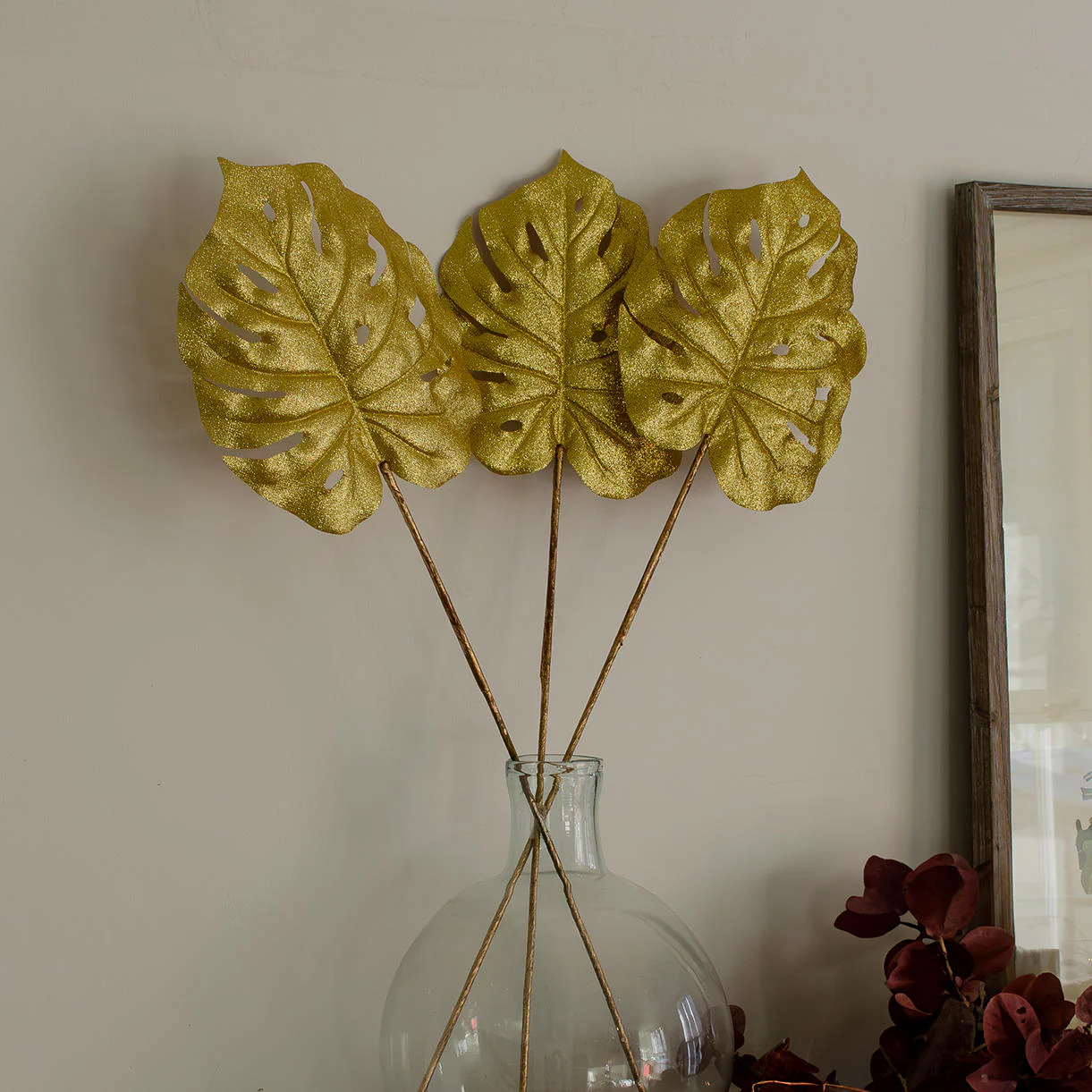 Gold Monstera Leaves - Set of 3 - Image 2