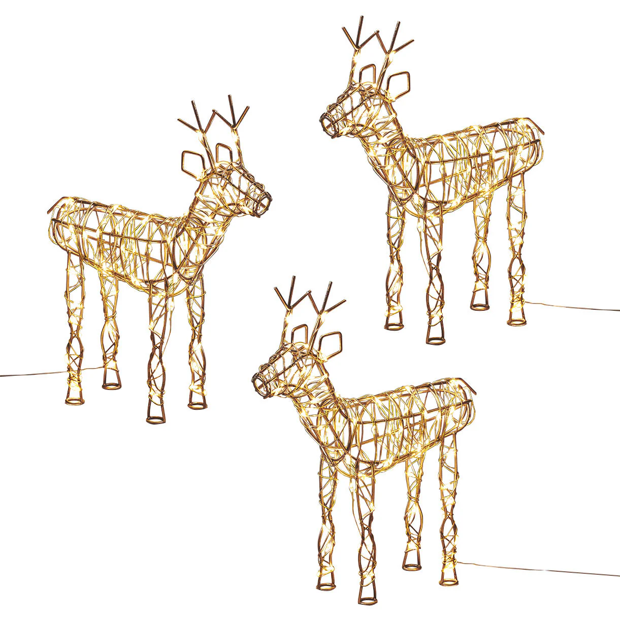 Gold Standing LED Reindeer Table Decoration Set of 3 - Image 2