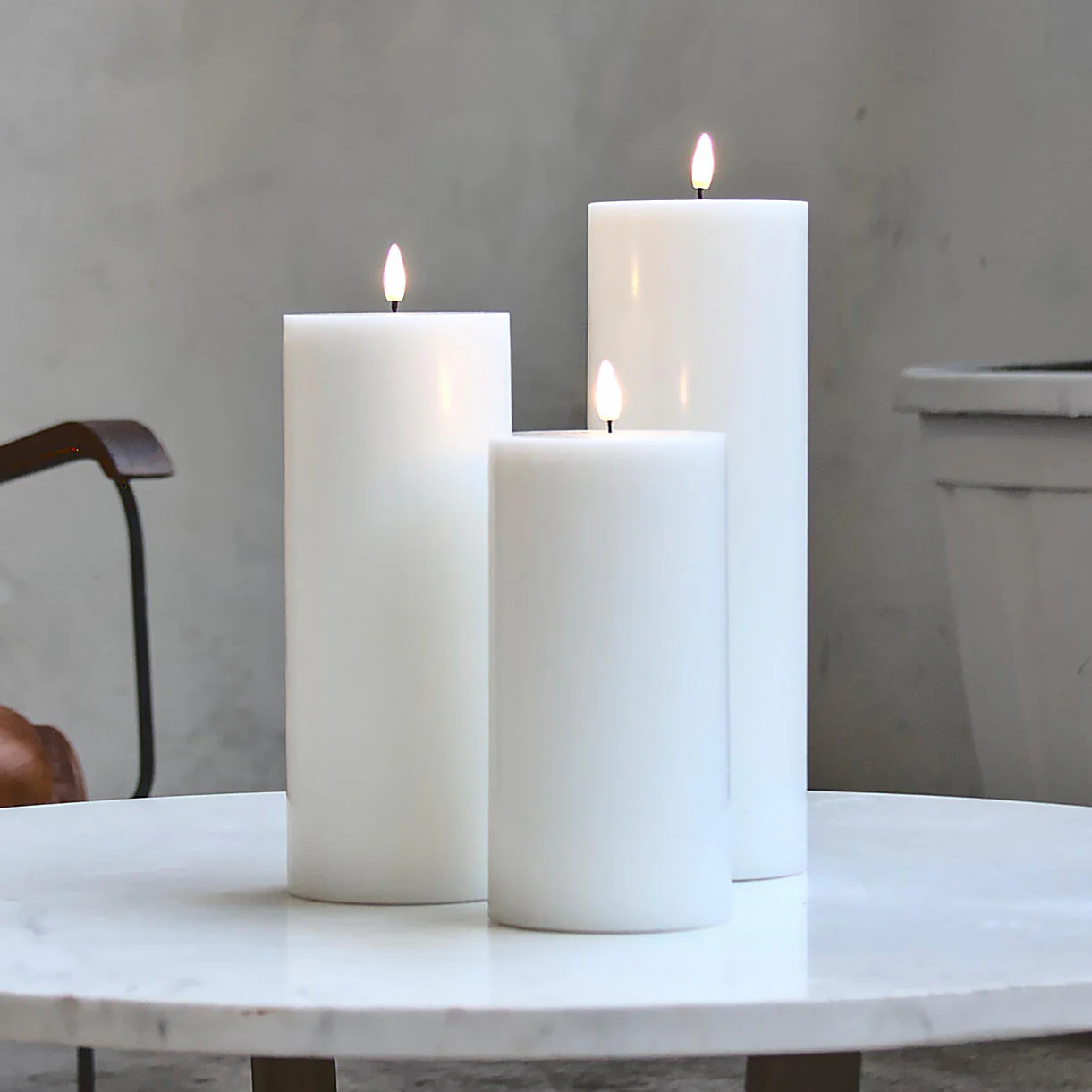 Grand Pillar White LED Candles
