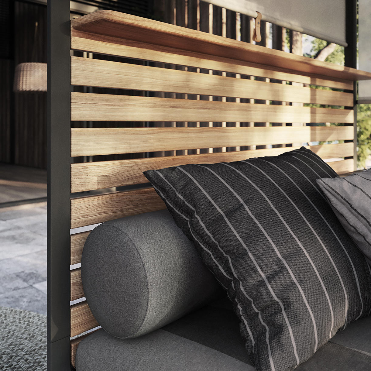 Grid Cabana with Teak Back & Screens - Image 3