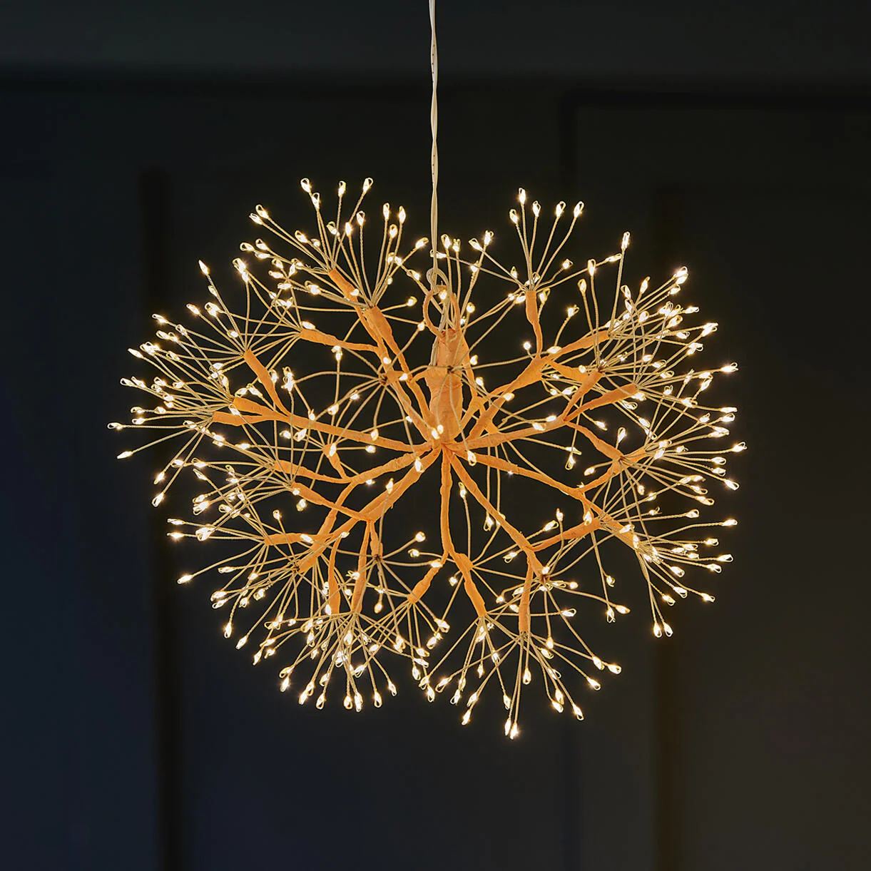 Hanging 30cm LED Dandelion Sphere Burnt Orange