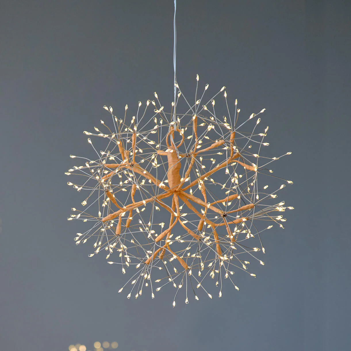 Hanging 30cm LED Dandelion Sphere Burnt Orange - Image 2