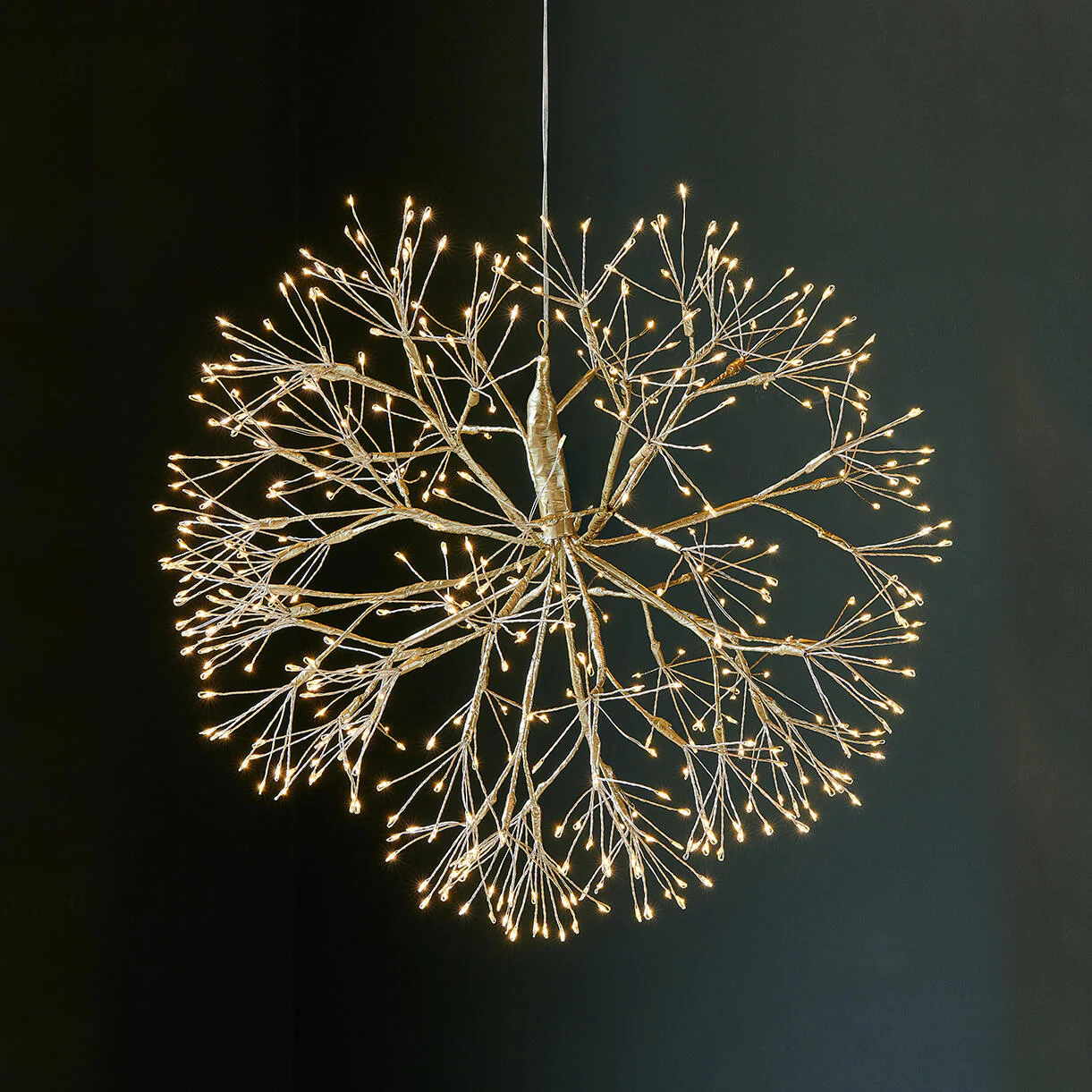 Hanging 40cm LED Gold Dandelion Sphere - Image 3