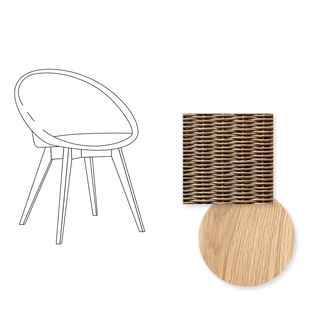Joe Indoor Dining Chair with Oak Legs - Image 80