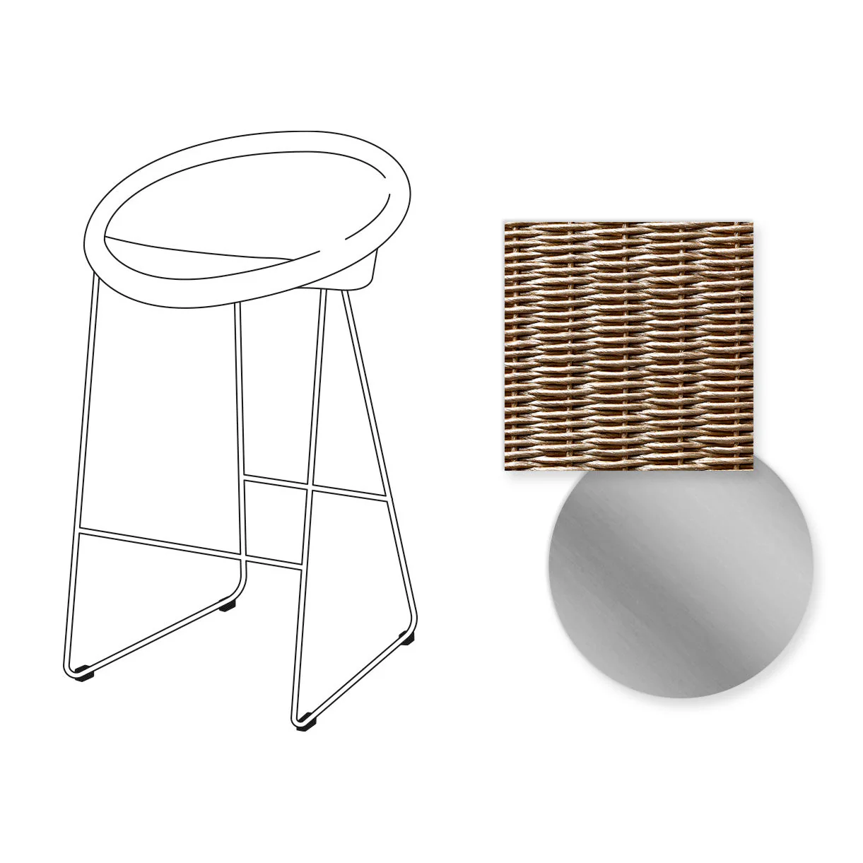 Joe Indoor Counter Stool Stainless Steel Sled Base - Image 11
