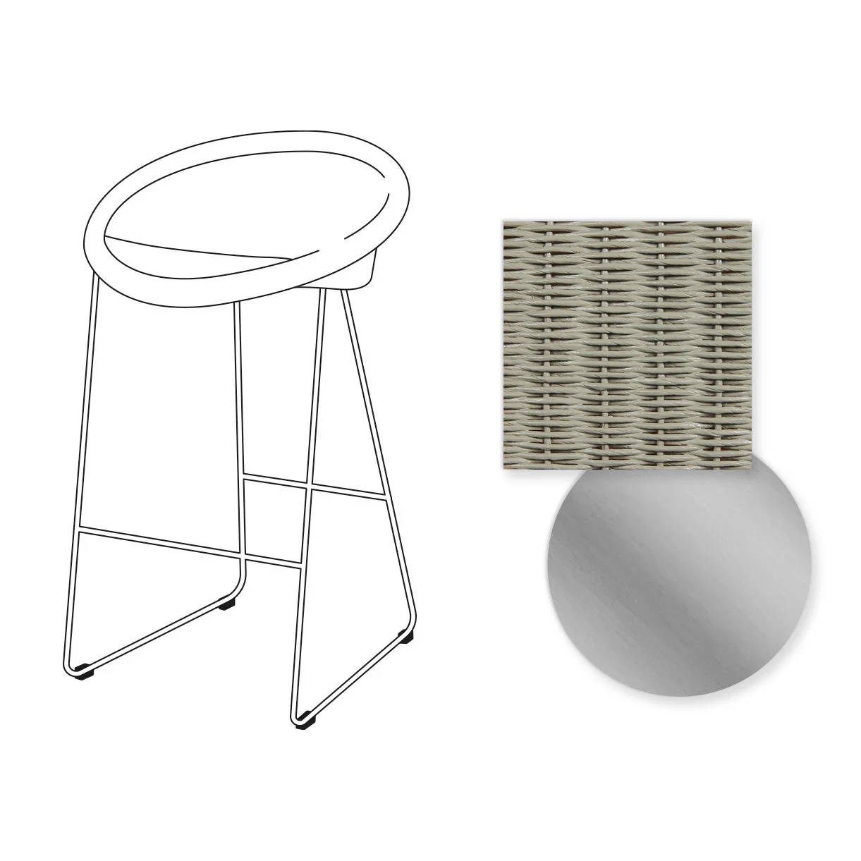 Joe Indoor Counter Stool Stainless Steel Sled Base - Image 13