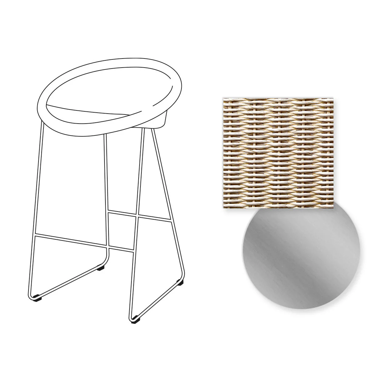 Joe Indoor Counter Stool Stainless Steel Sled Base - Image 16