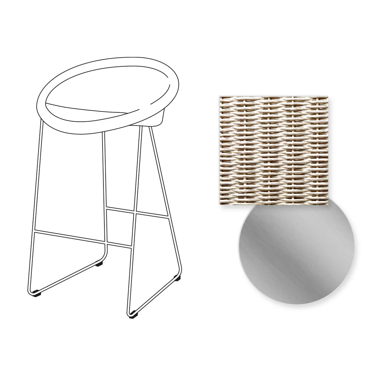 Joe Indoor Counter Stool Stainless Steel Sled Base - Image 18