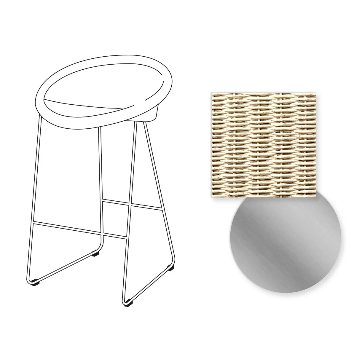 Joe Indoor Counter Stool Stainless Steel Sled Base - Image 4