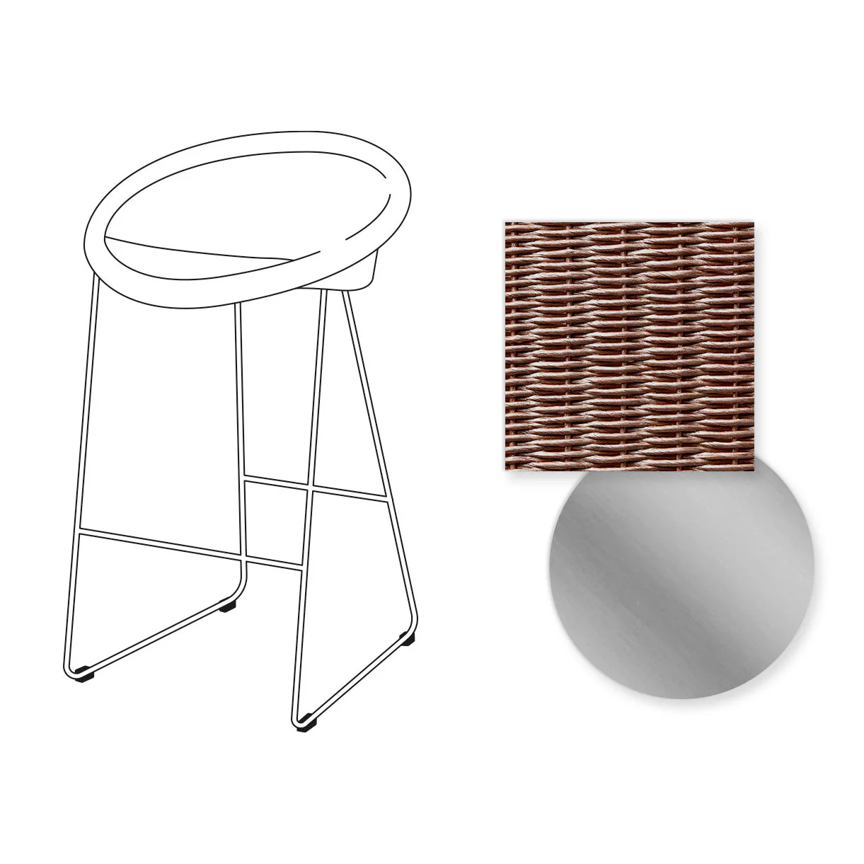 Joe Indoor Counter Stool Stainless Steel Sled Base - Image 6