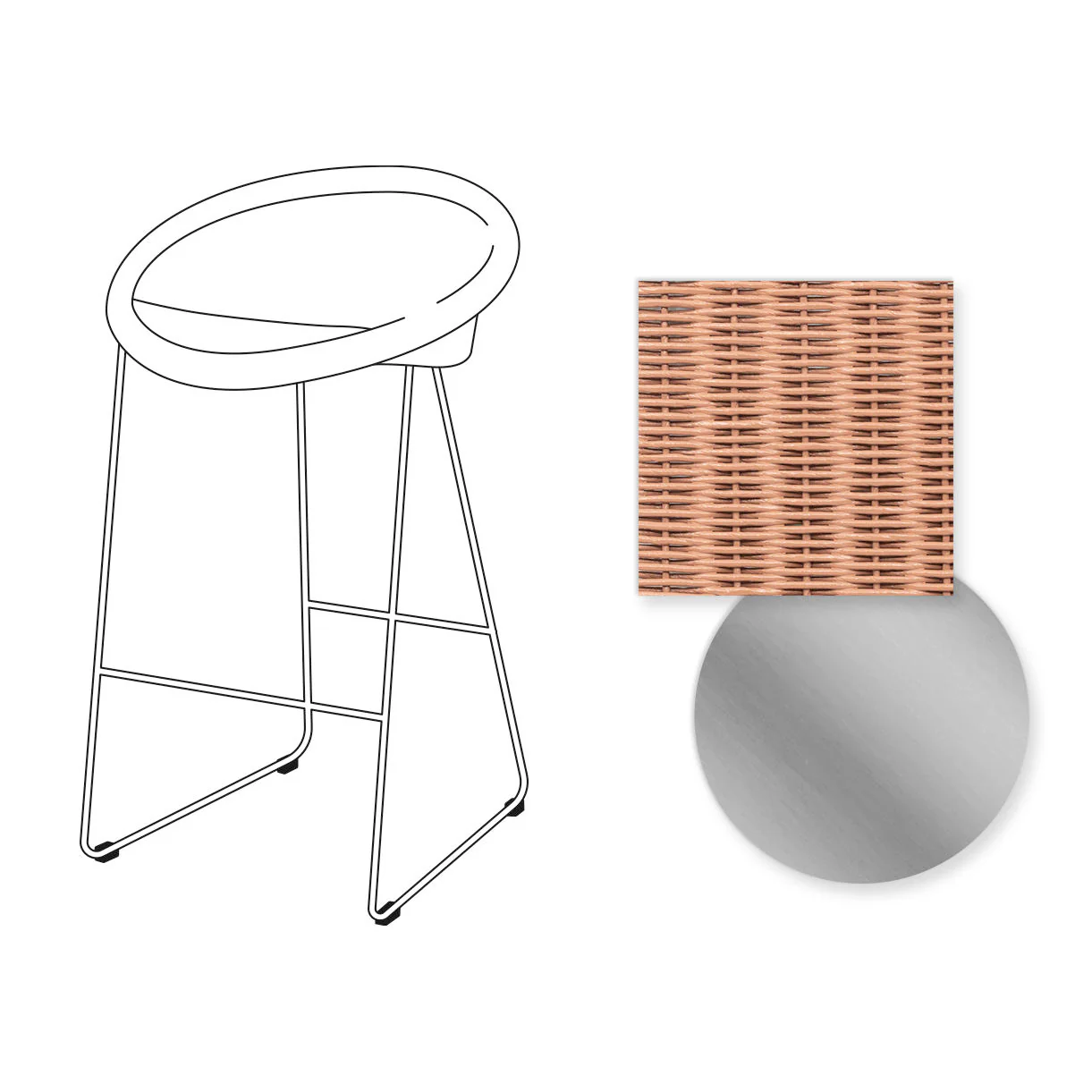 Joe Indoor Counter Stool Stainless Steel Sled Base - Image 7