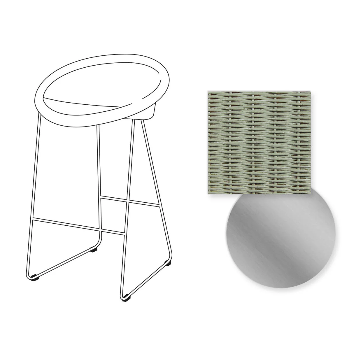 Joe Indoor Counter Stool Stainless Steel Sled Base - Image 8