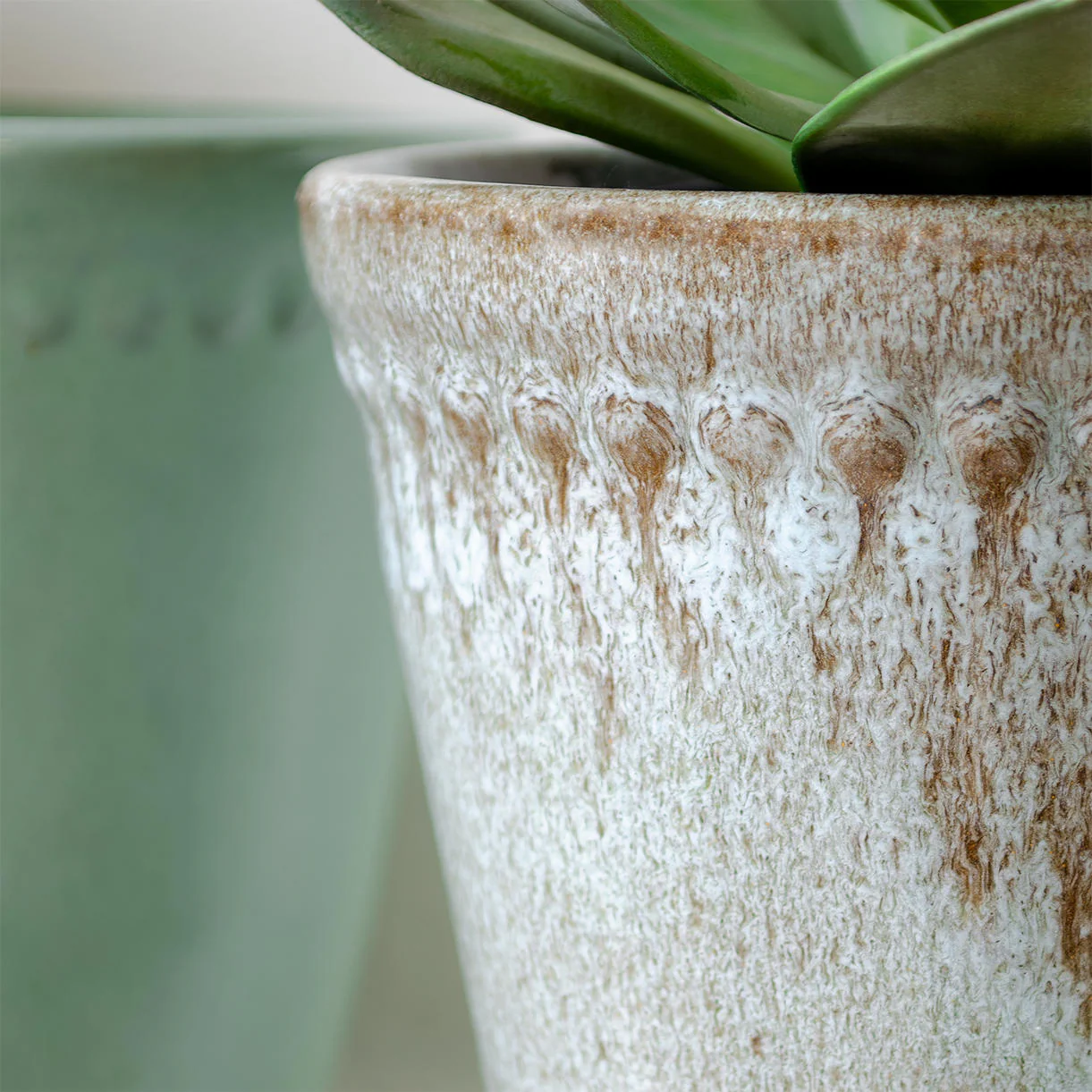 Lacepot Edged Glazed Plant Pot Mixed Blues - Image 5