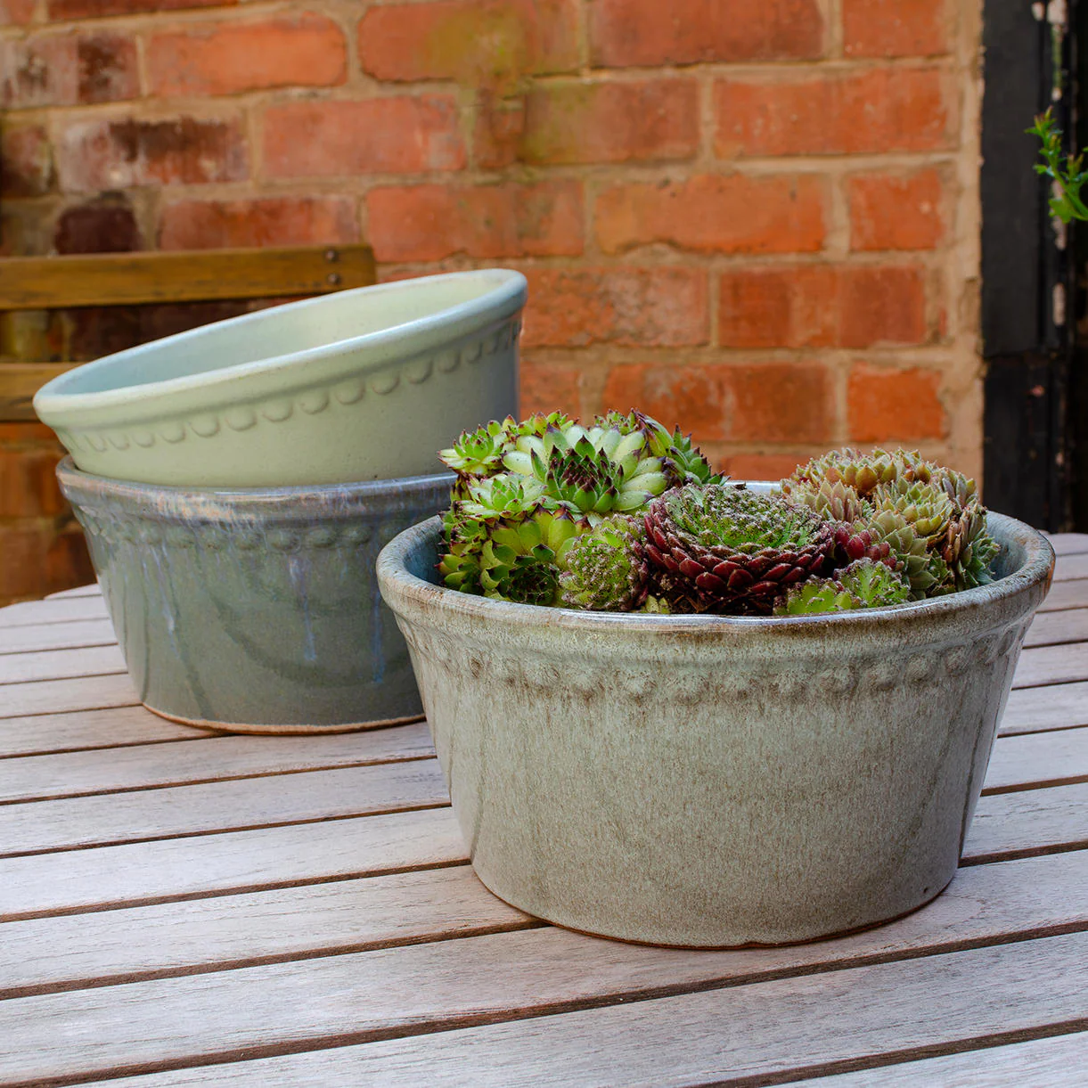 Lacepot Glazed Low Plant Pot