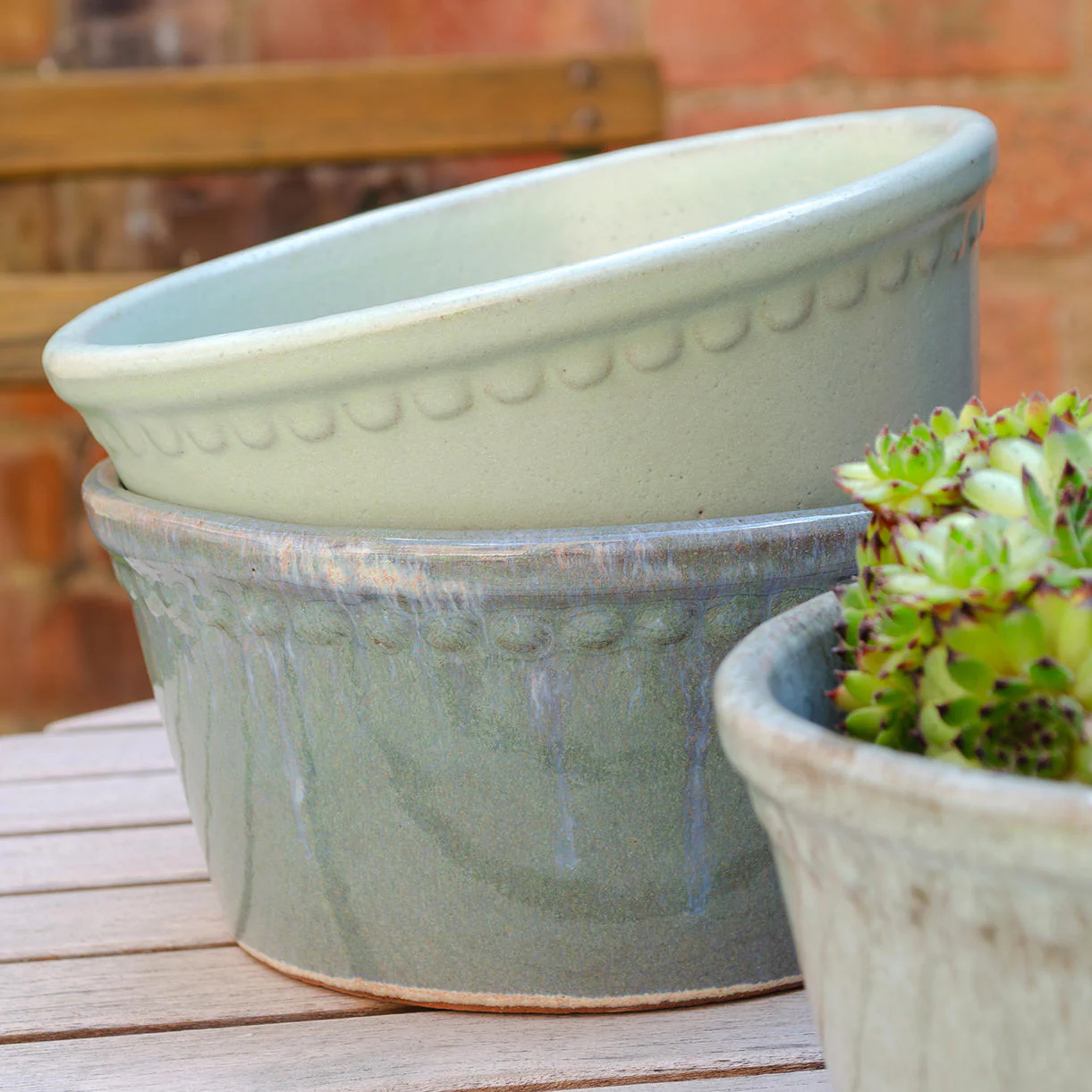 Lacepot Glazed Low Plant Pot - Image 2