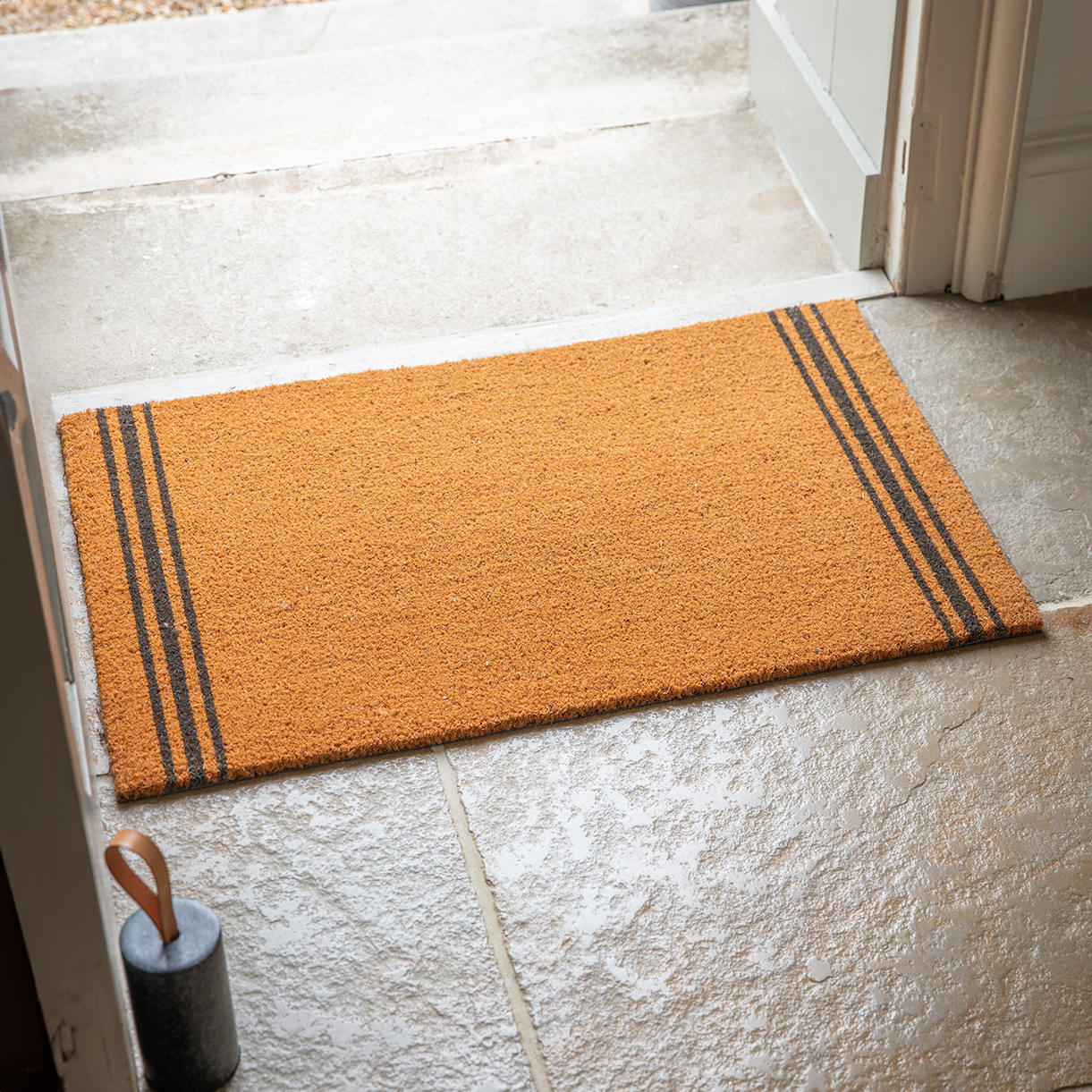 Large Coir Triple Striped Doormat