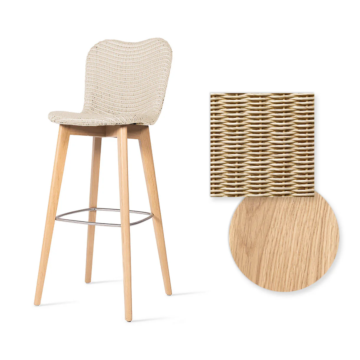 Lily Indoor Bar Stool with Oak Legs - Image 3