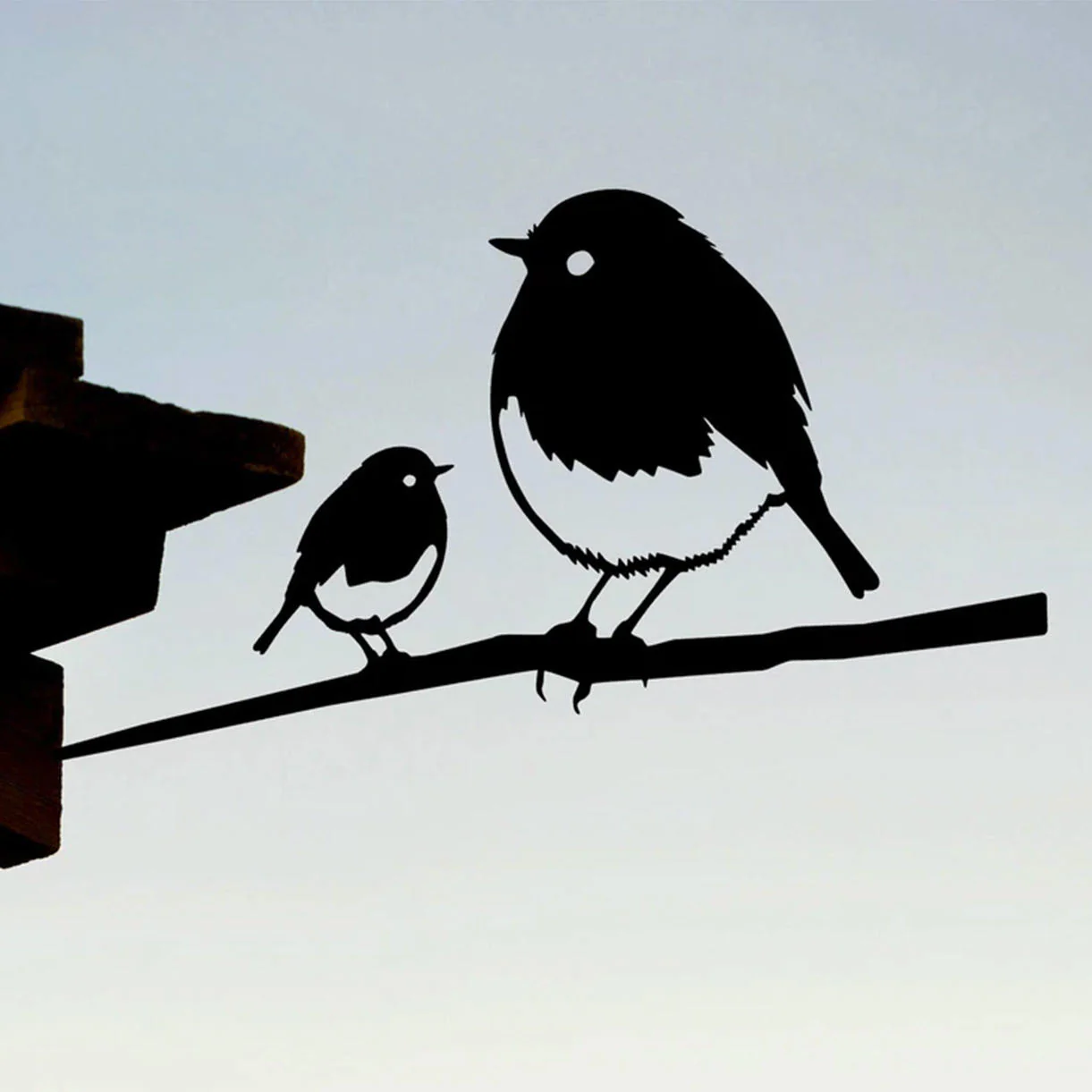 Metalbird Robin & Chick Silhouette