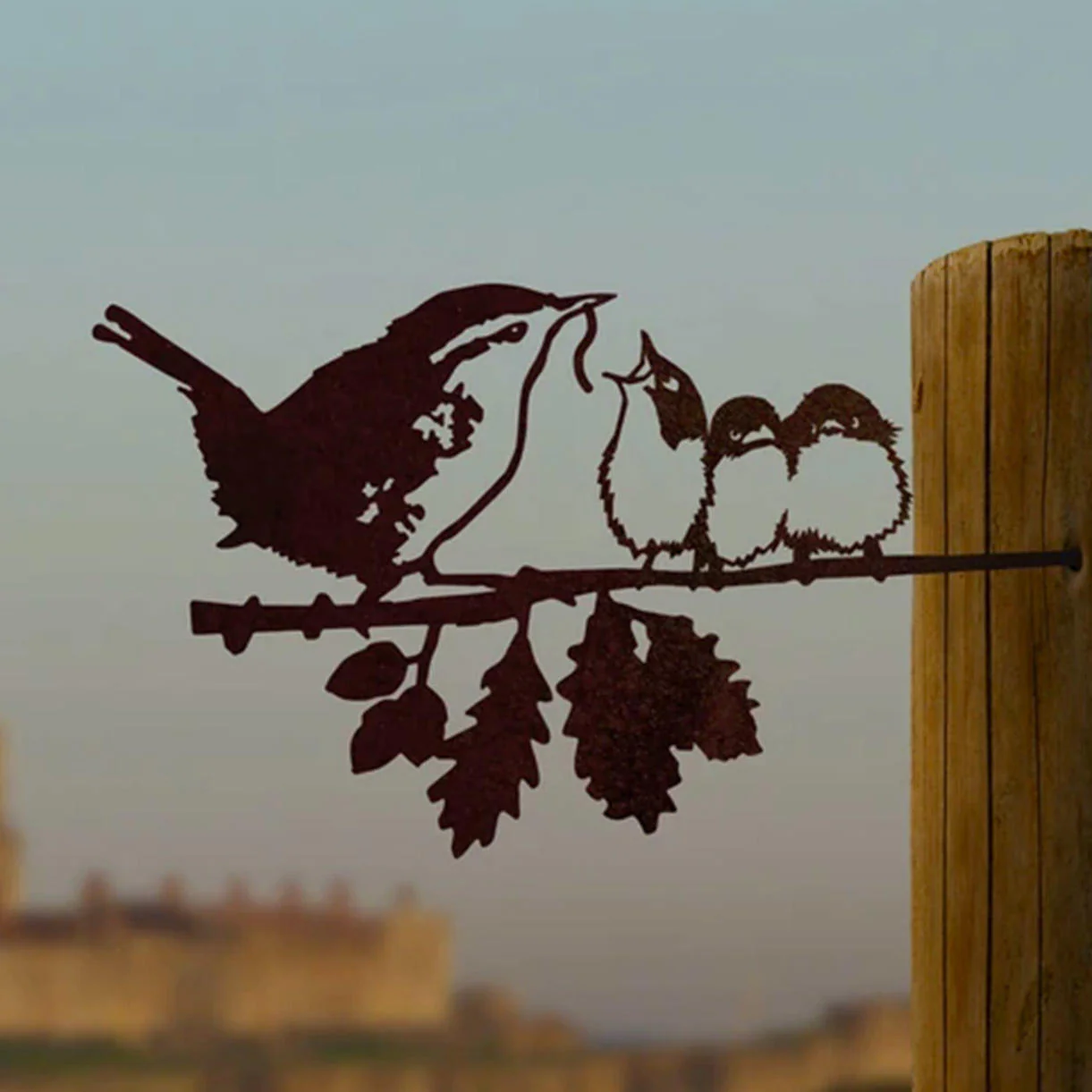 Metalbird Wren & Chicks Silhouette