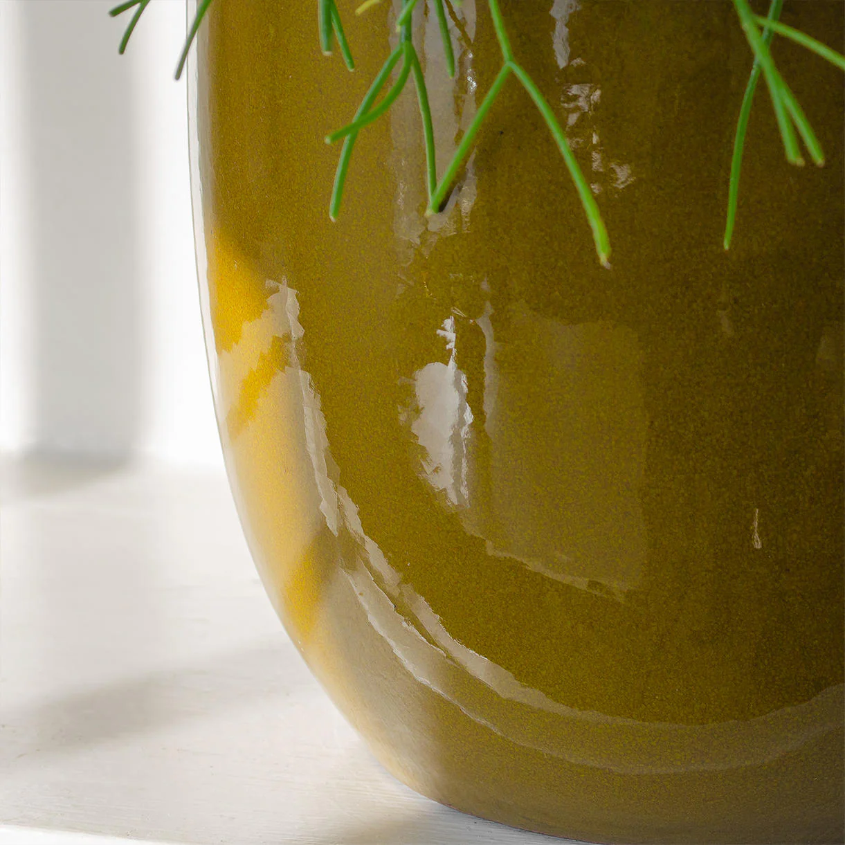 Mustard Glazed Indoor Plant Pot - Image 4