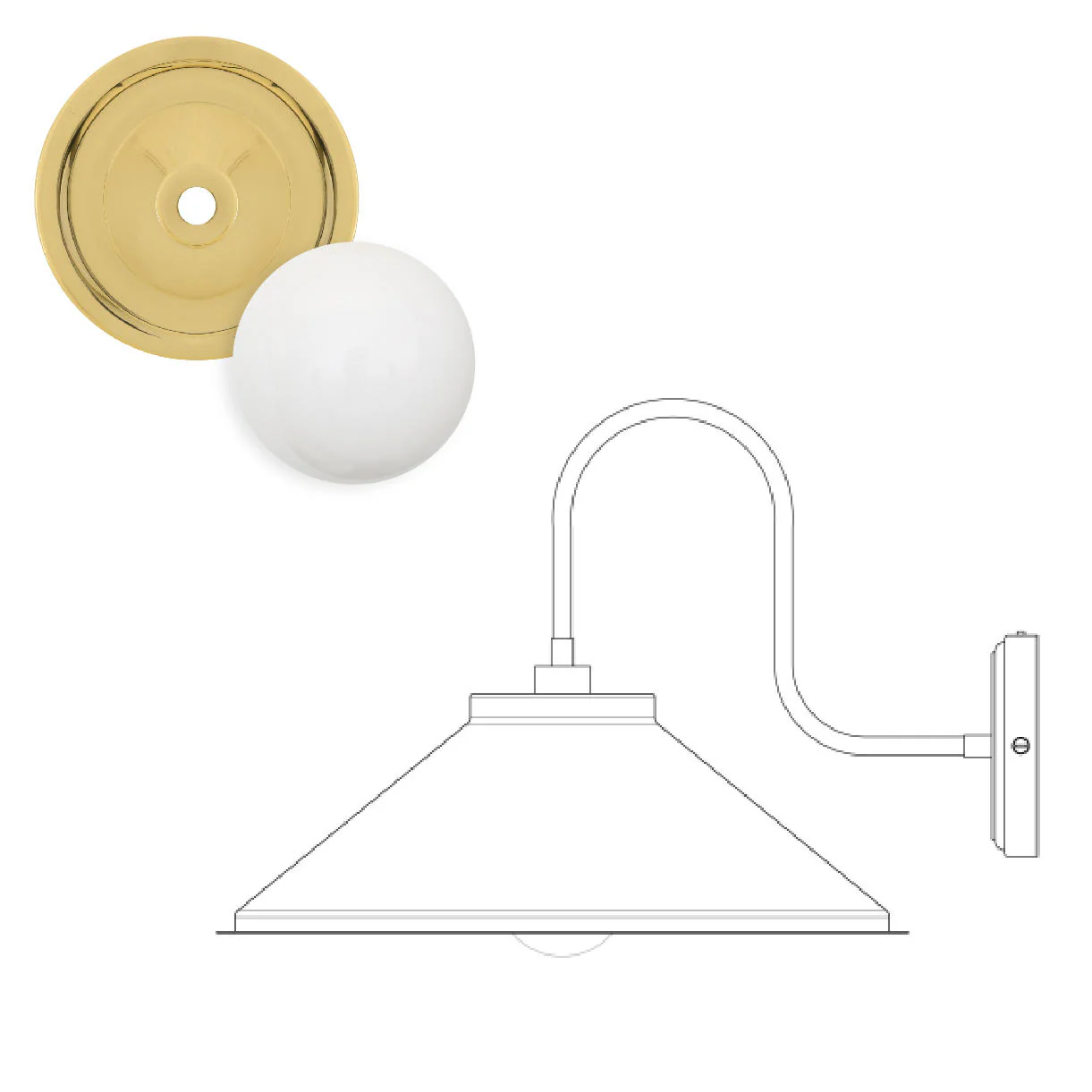 Nerissa Outdoor Swan Neck Wall Light - Image 8