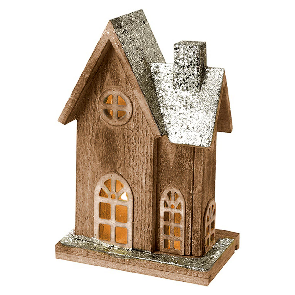 Glittery Wooden Nordic Cottage with LED Lights - Image 4