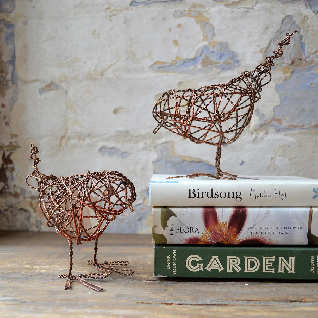Pair of Copper Wire Bird Sculpture