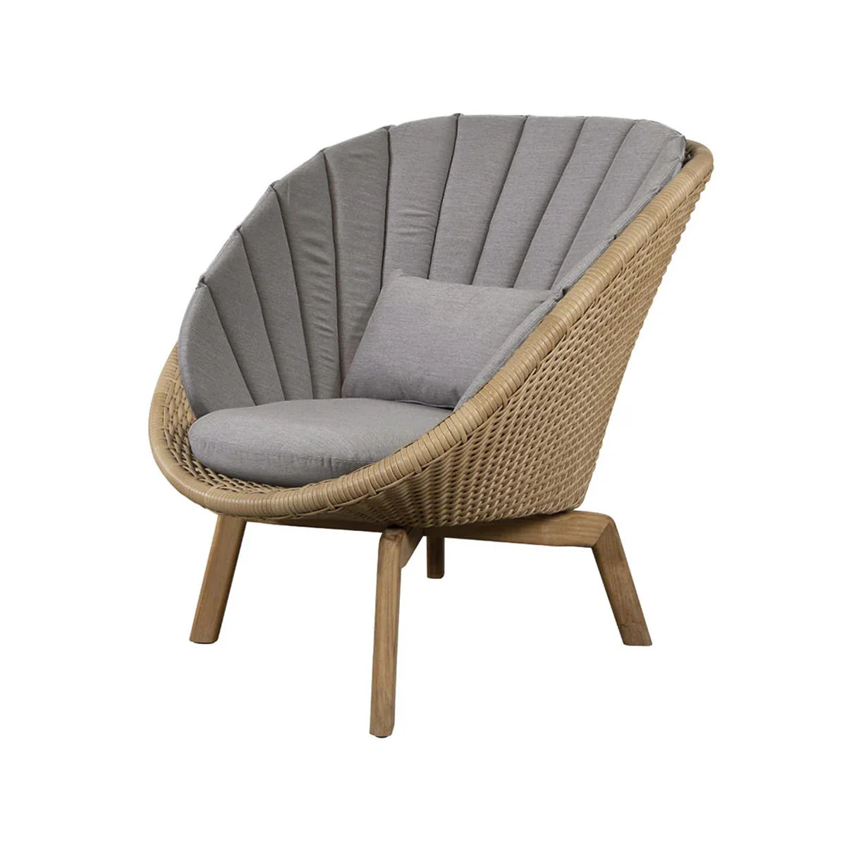 Peacock Flat Weave Lounge Chair with Teak Legs - Image 10