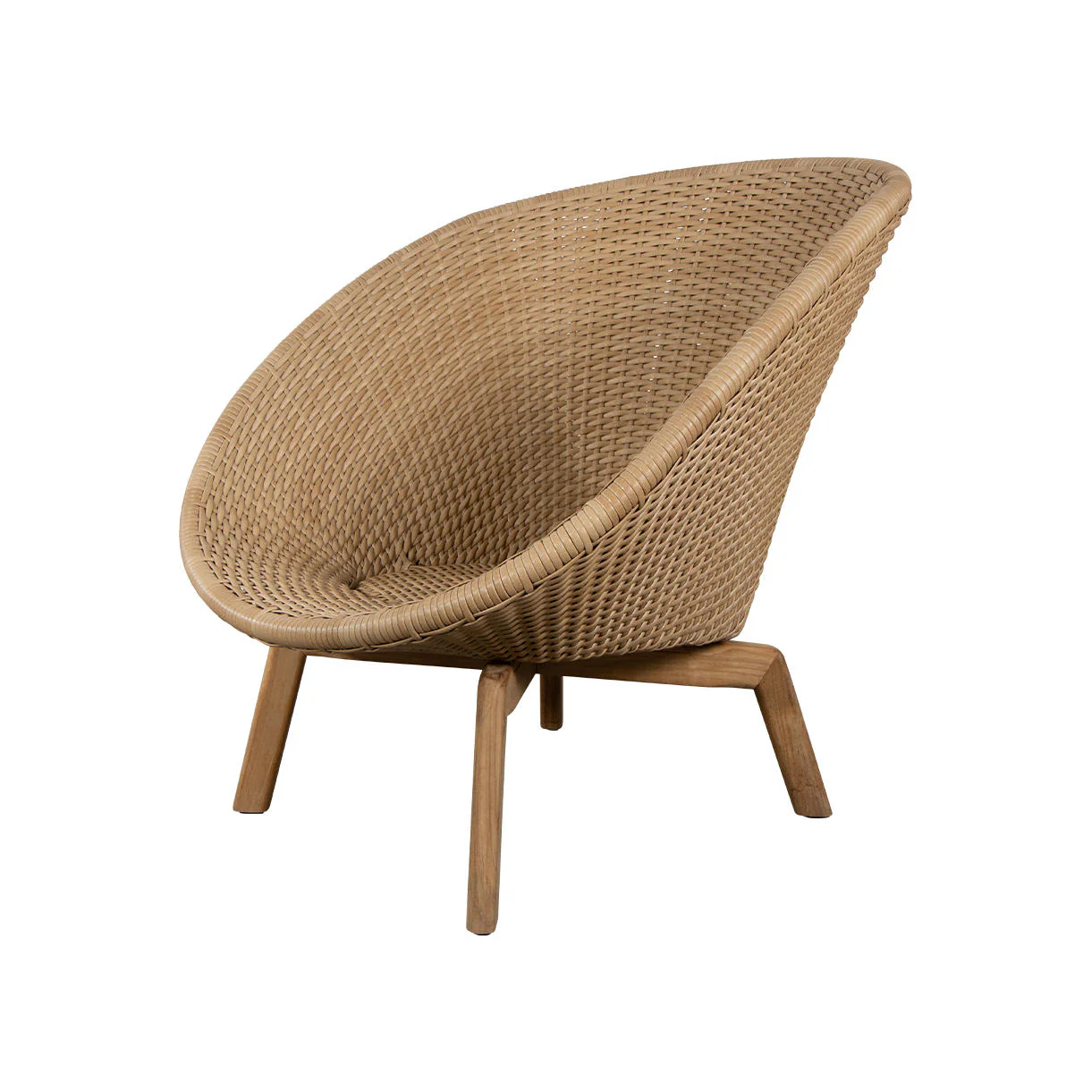 Peacock Flat Weave Lounge Chair with Teak Legs - Image 11