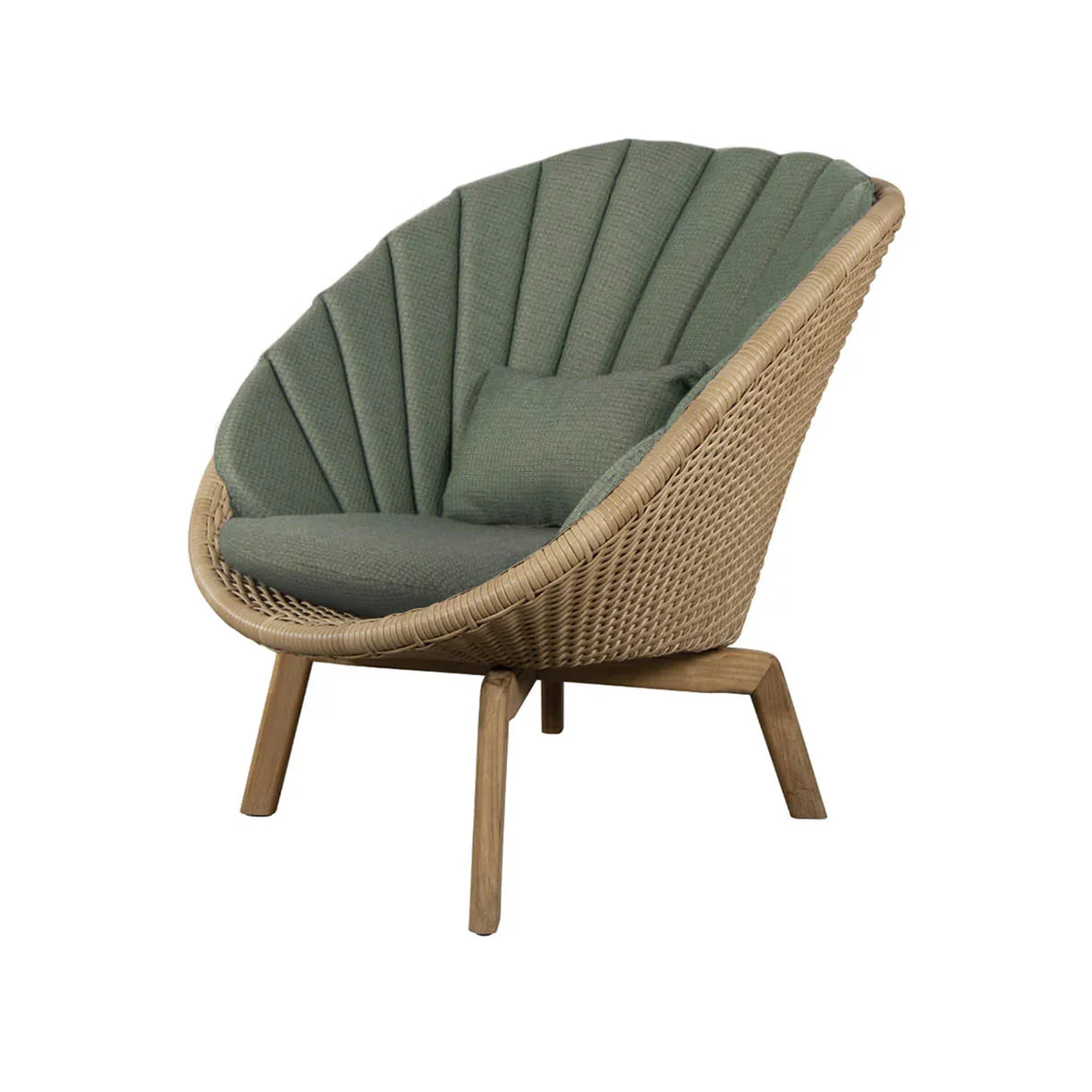 Peacock Flat Weave Lounge Chair with Teak Legs - Image 5