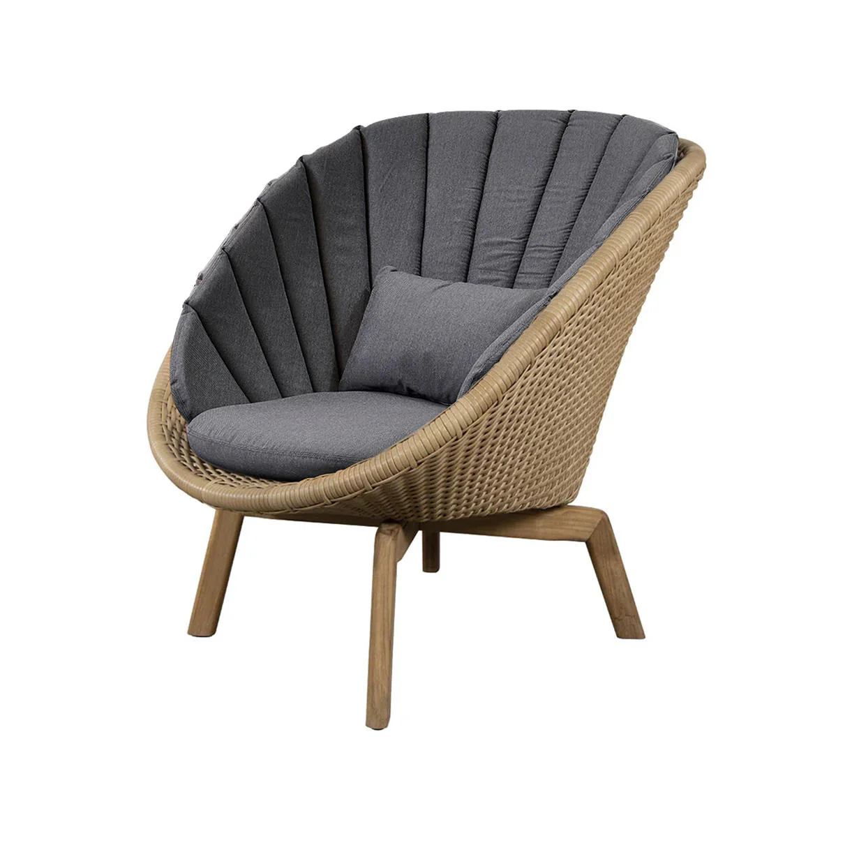Peacock Flat Weave Lounge Chair with Teak Legs - Image 8