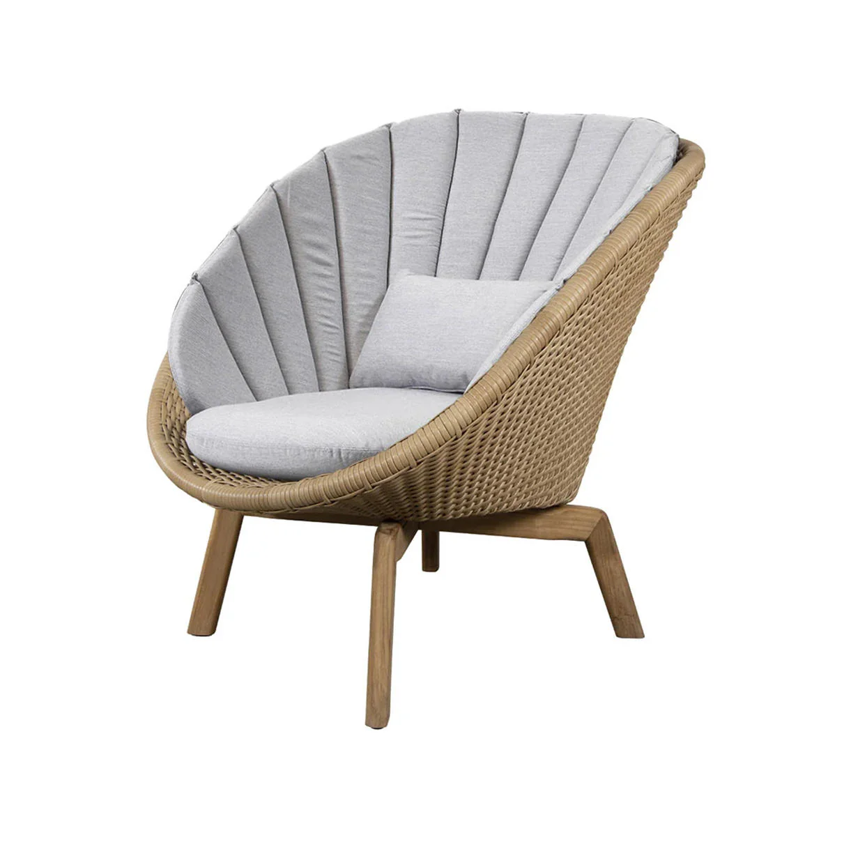 Peacock Flat Weave Lounge Chair with Teak Legs - Image 9
