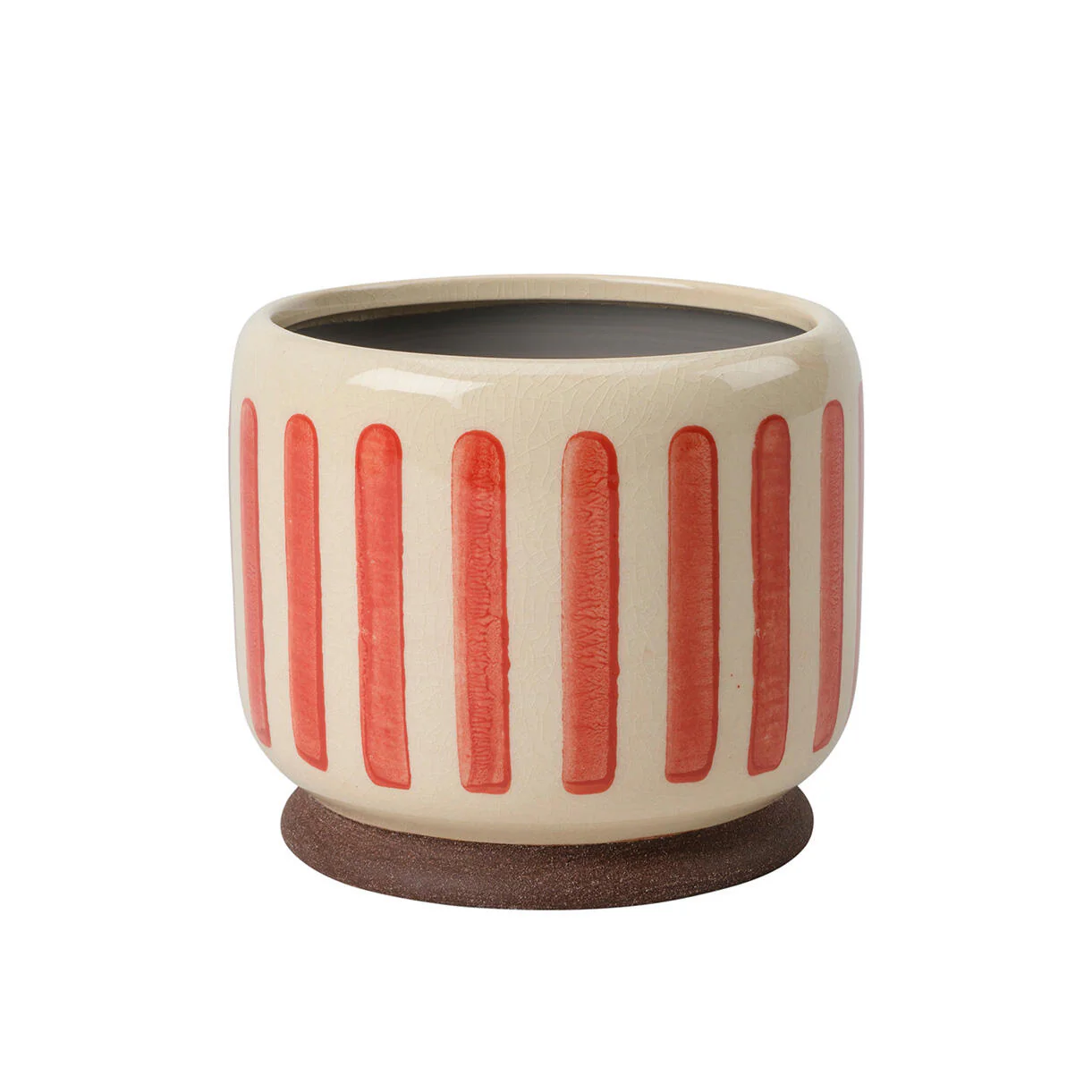 Retro Striped Glazed Indoor Planter - Image 4
