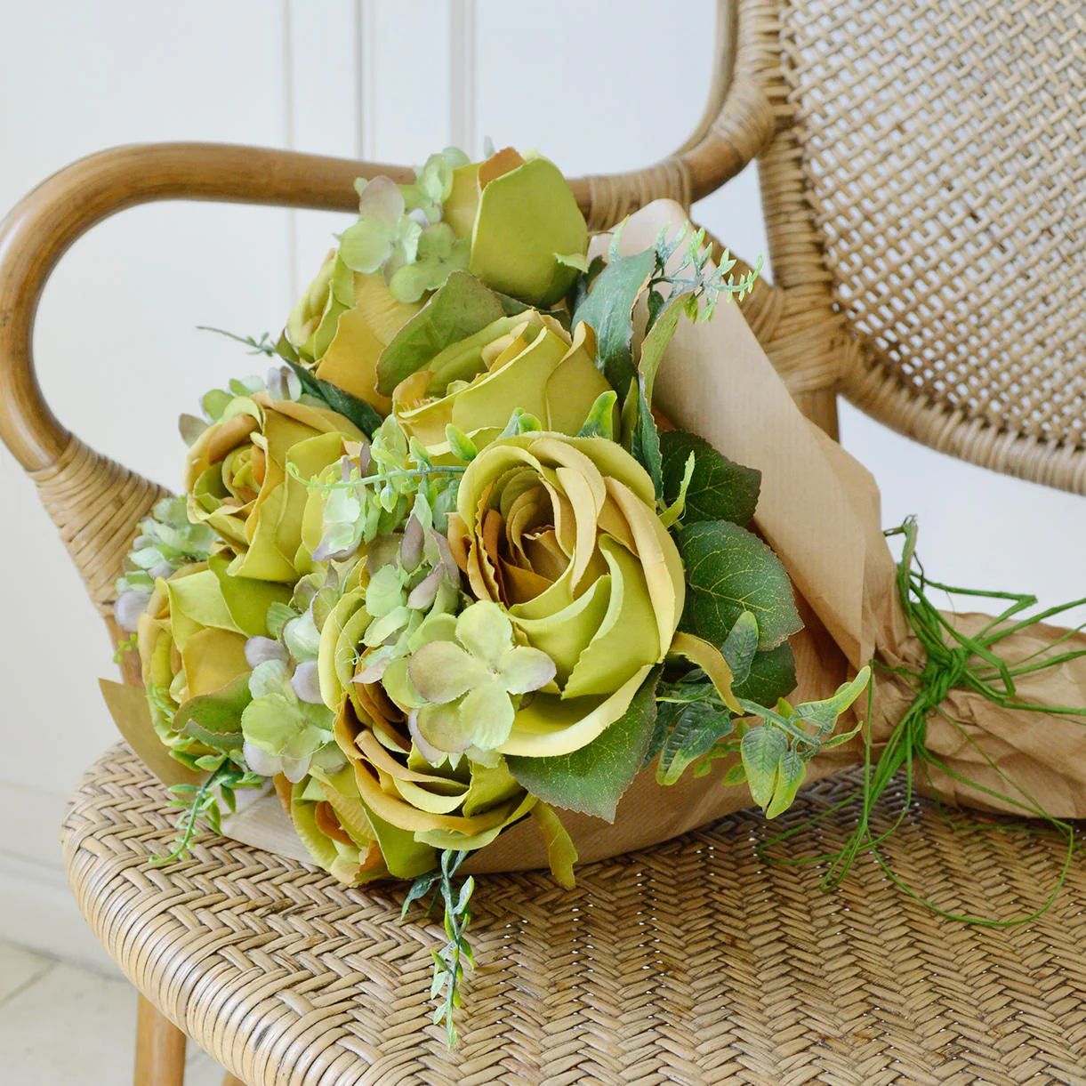 Rose and Hydrangea Green Arrangement - Image 3