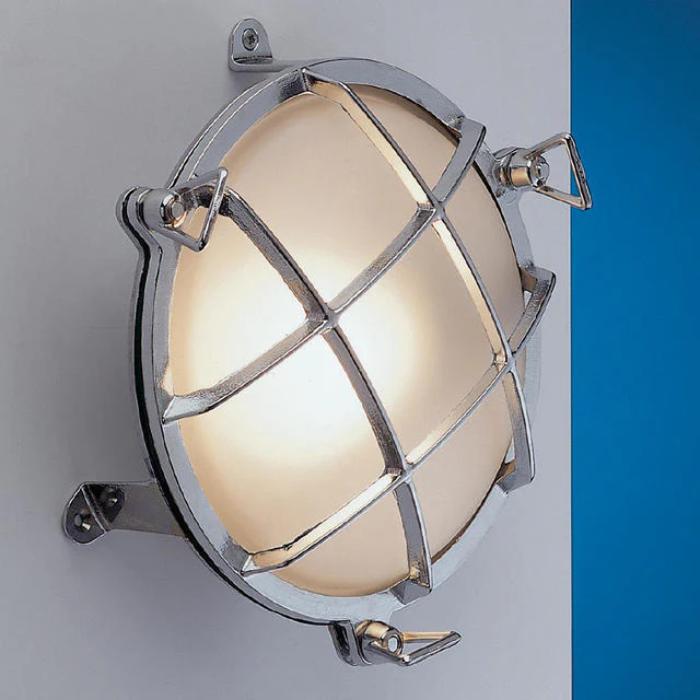 Round Brass Bulkhead Lights with External Fixing Legs