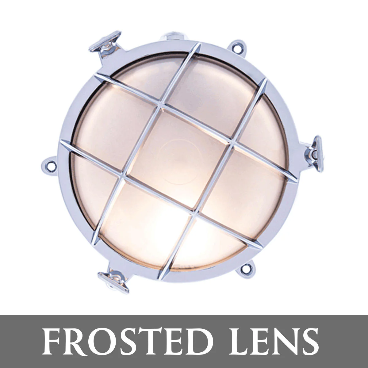 Round Brass Bulkhead Lights with External Fixing Legs - Image 4