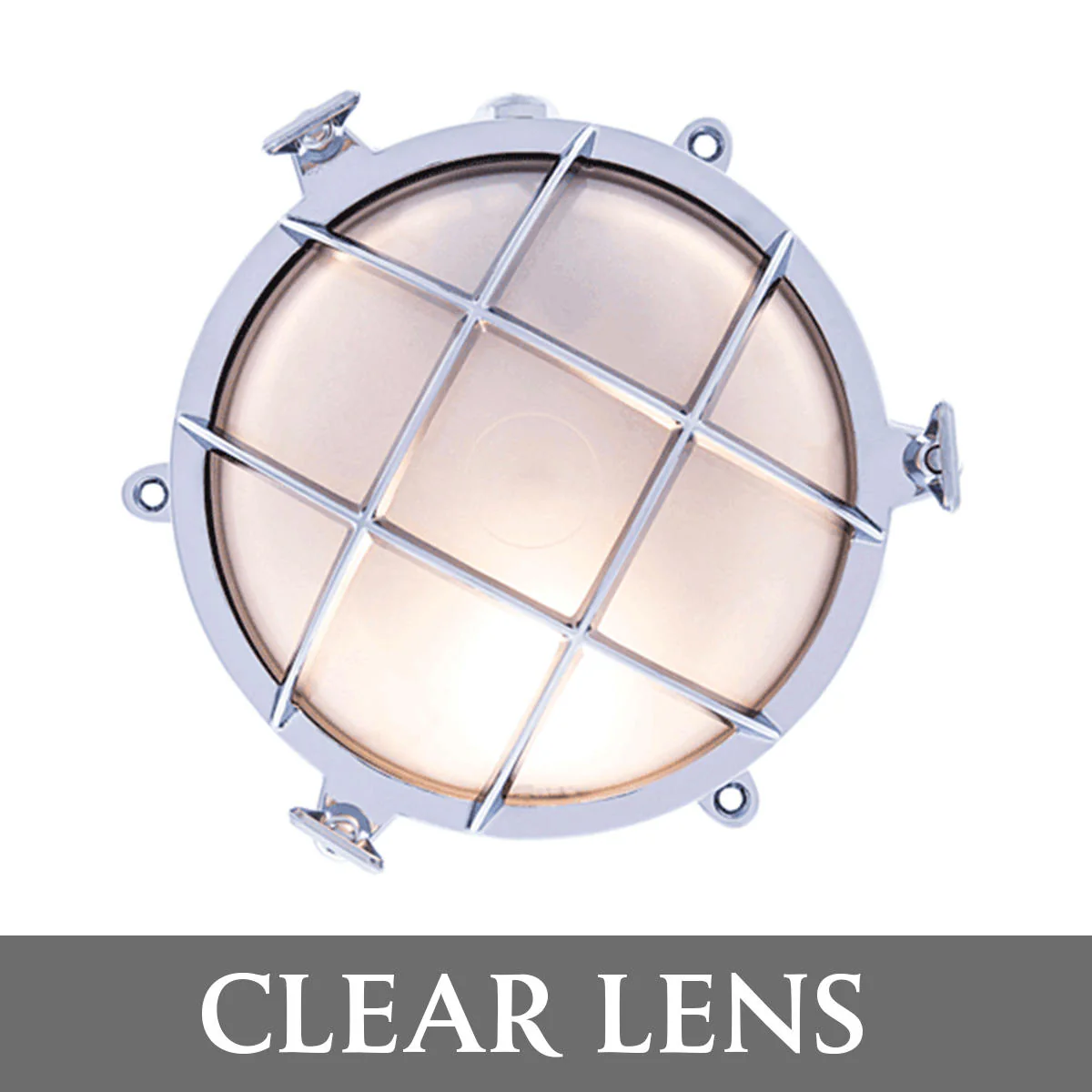 Round Brass Bulkhead Lights with External Fixing Legs - Image 5