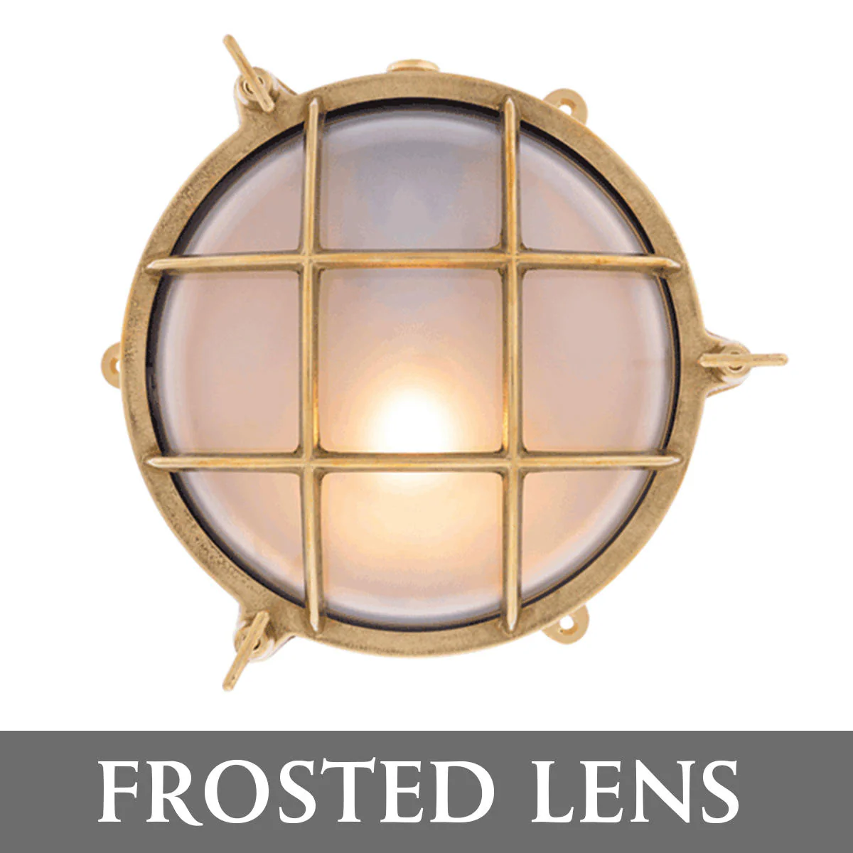 Round Brass Bulkhead Lights with External Fixing Legs - Image 6