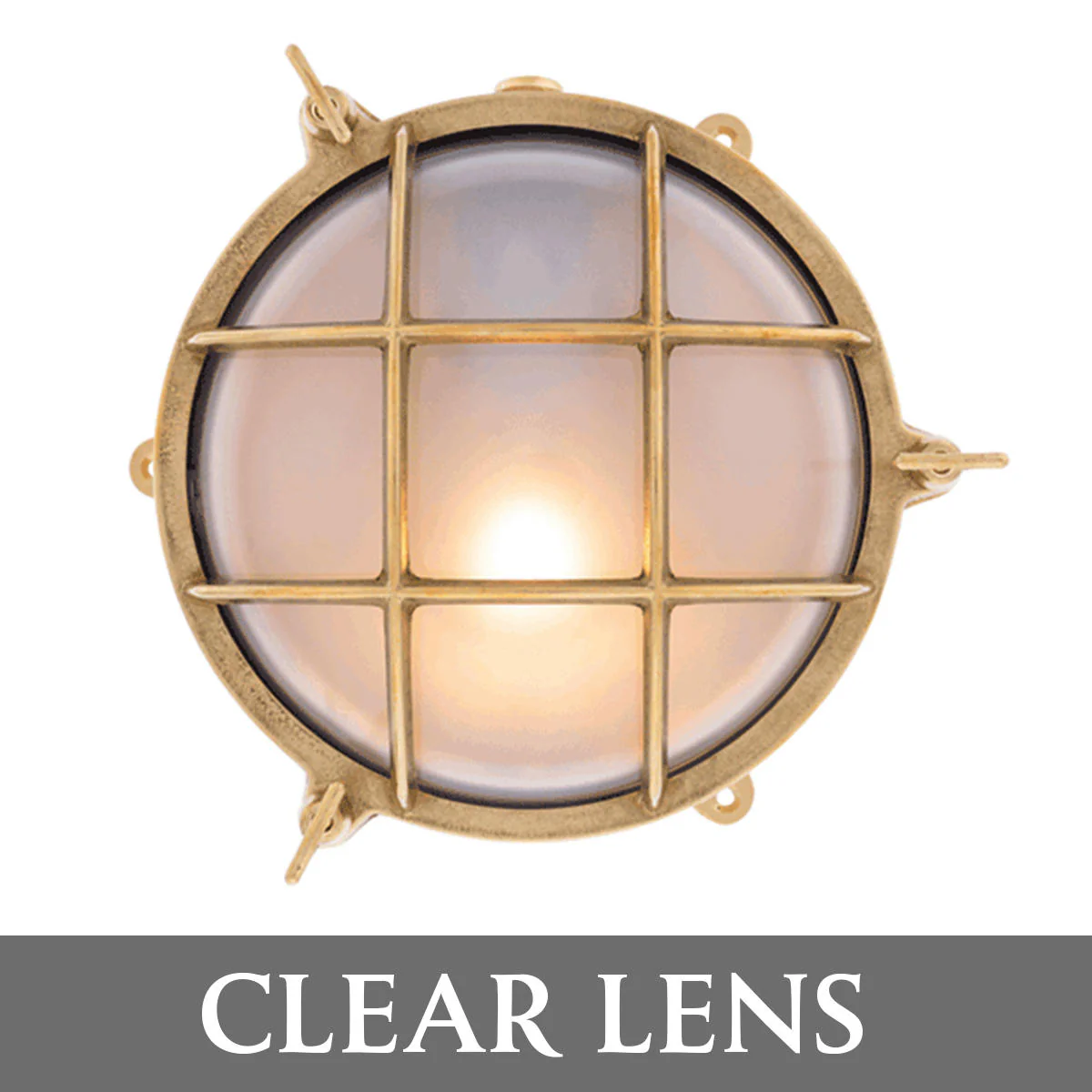 Round Brass Bulkhead Lights with External Fixing Legs - Image 7