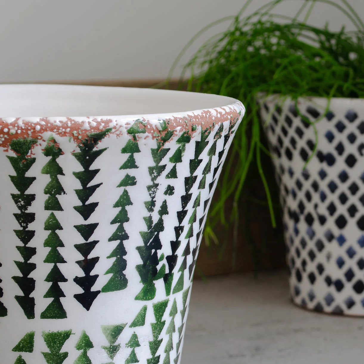 Rustic Green Conical Plant Pot - Image 2